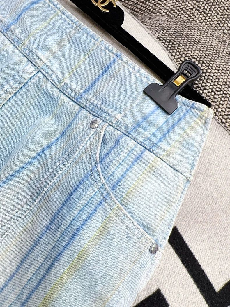 Chanel Chanel Vertical Stripe Denim Mini Skirt Size 35" - 4 Thumbnail