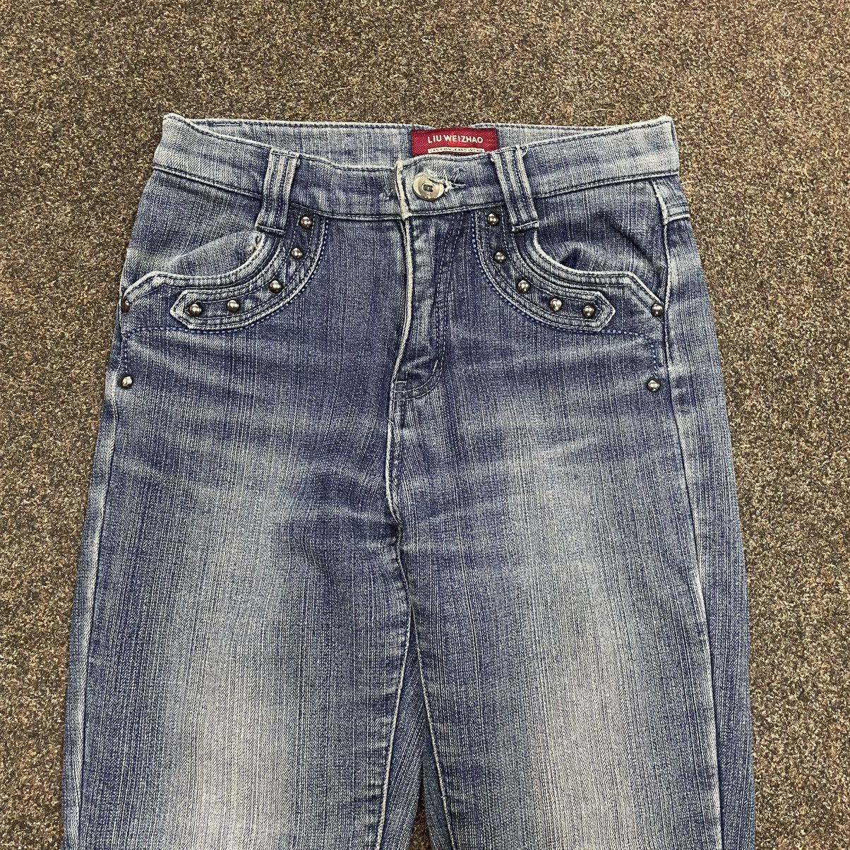 Vintage Vintage Y2K Bootcut Flared Jeans Thrashed Fade Skater Baggy Size 34" / US 12 / IT 48 - 4 Thumbnail