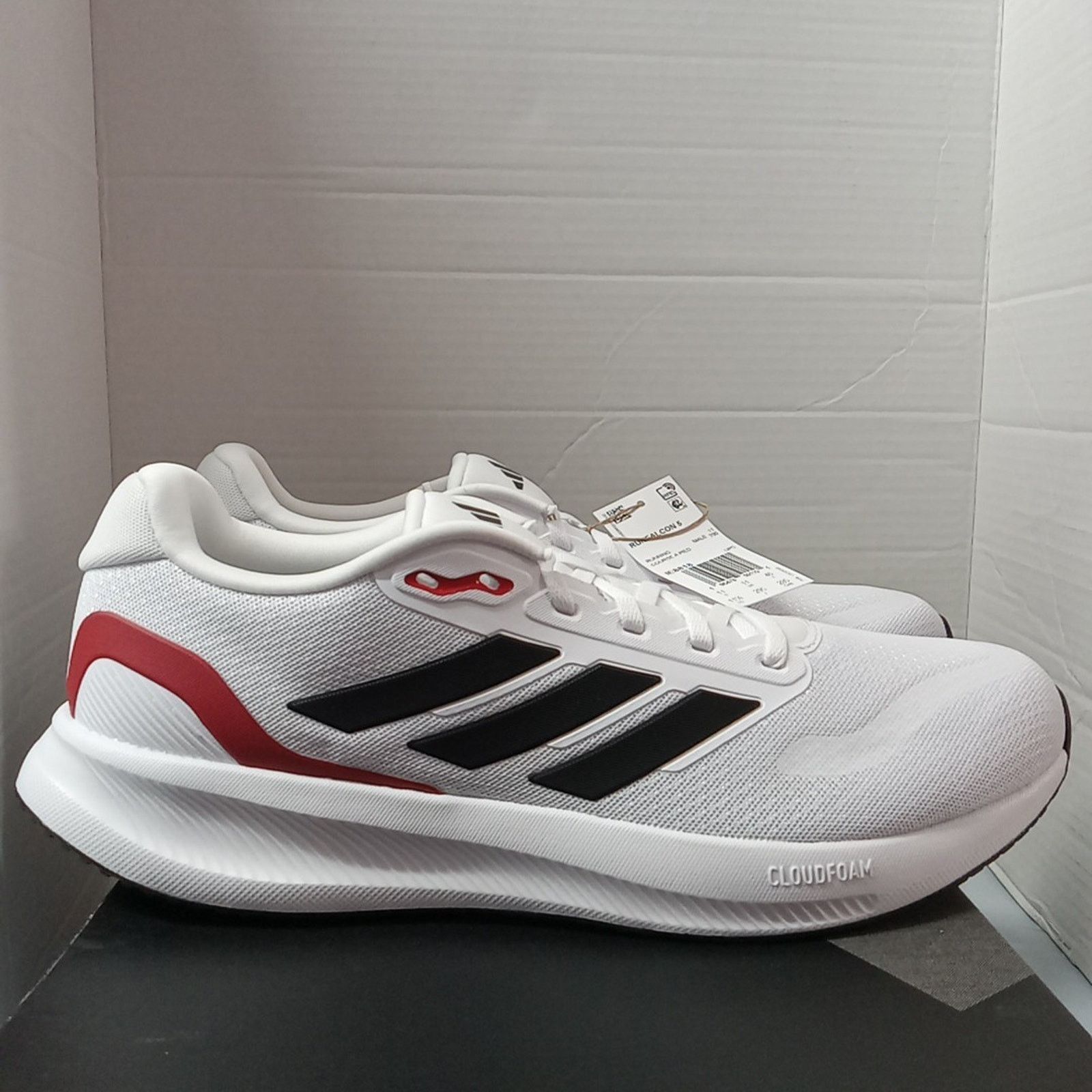 Adidas Adidas Runfalcon 5 White Black Red Running Shoes Men's 11.5 Size US 11.5 / EU 44-45 - 1 Thumbnail