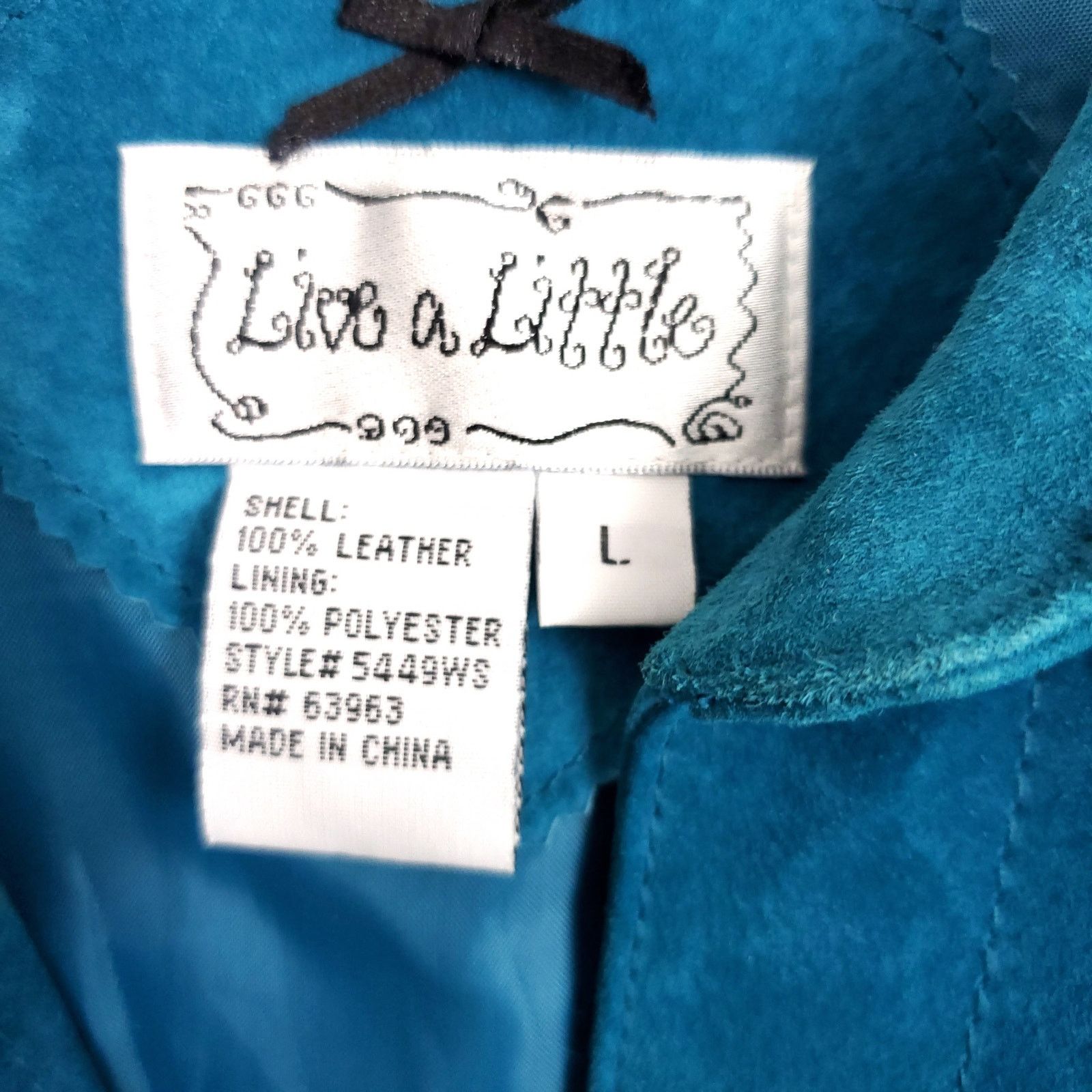Other Vintage Y2K Blue Suede Leather Jacket Live a Little L Size L / US 10 / IT 46 - 4 Thumbnail