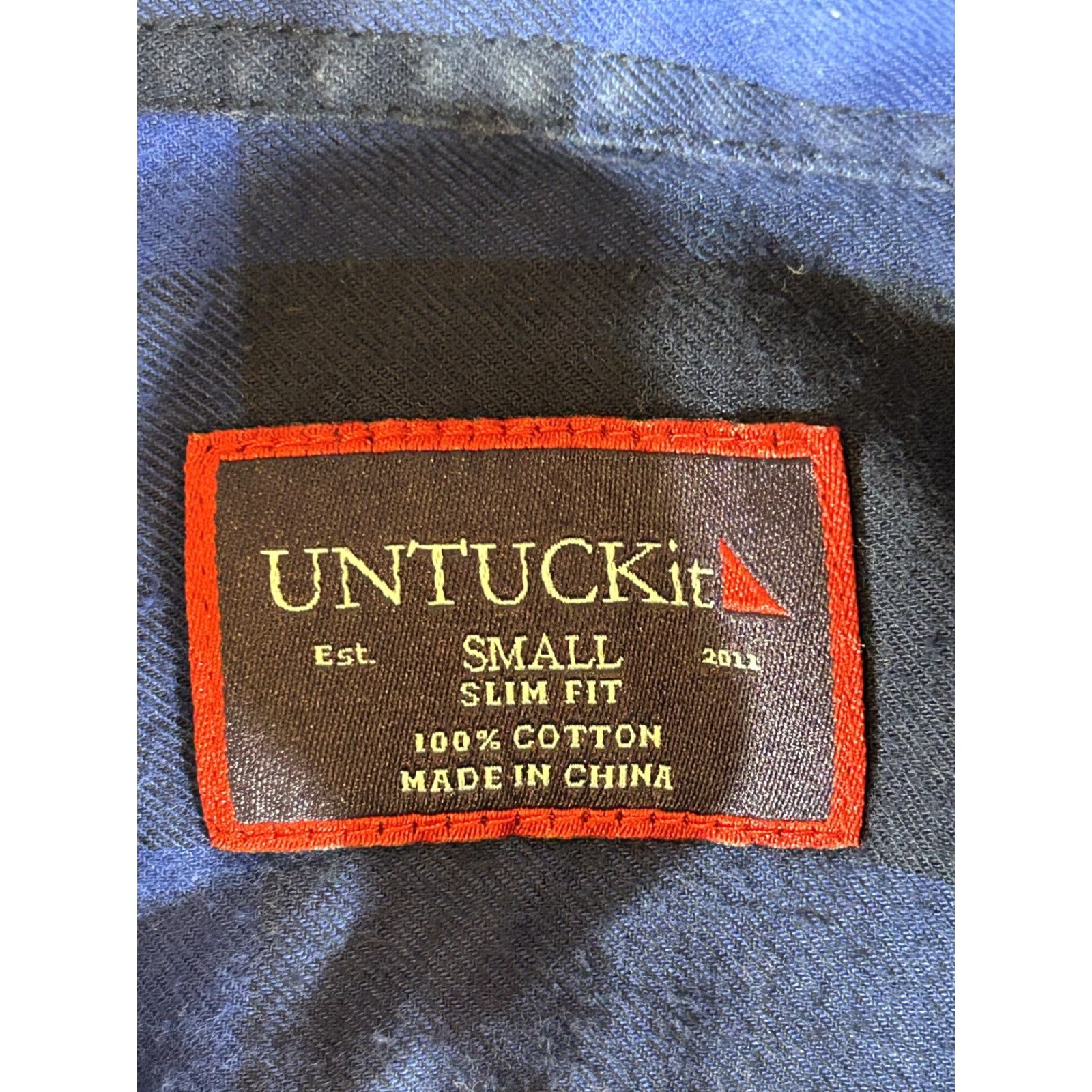 UNTUCKit UNTUCKit Shirt Mens Small Blue Buffalo Plaid Flannel Button Long Sleeve Slim Fit Size US S / EU 44-46 / 1 - 7 Thumbnail