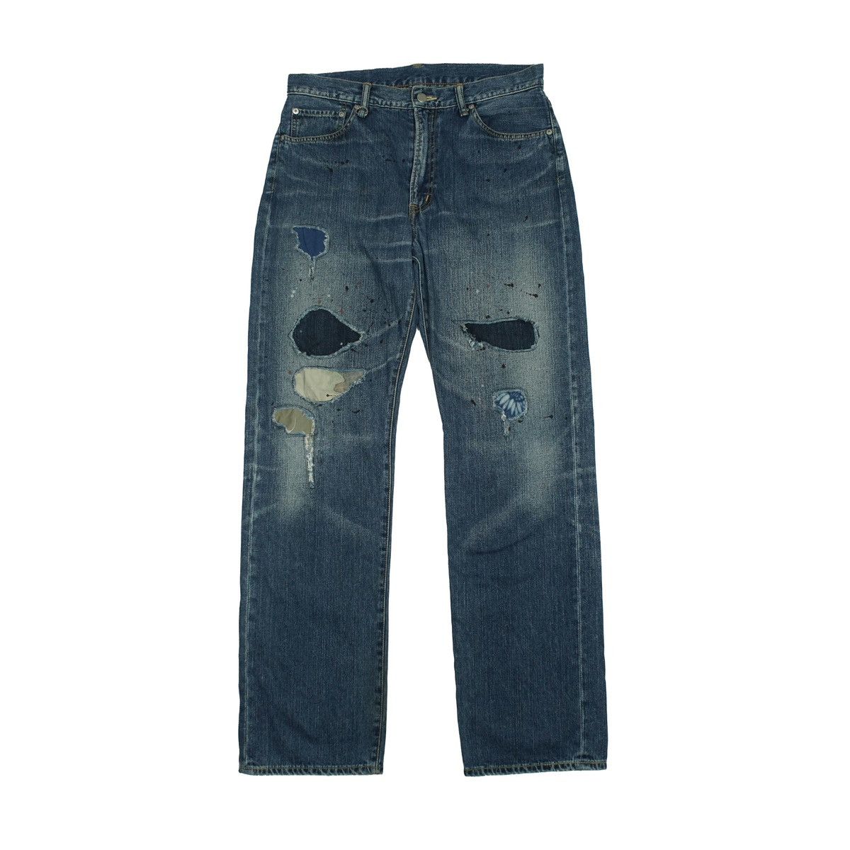 image of 20471120 x Sophnet Patchwork Distressed Denim Pants, Men's (Size 32)