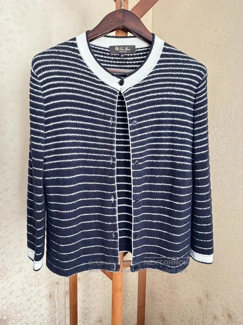 Loro Piana Cotton silk striped nautical cardigan