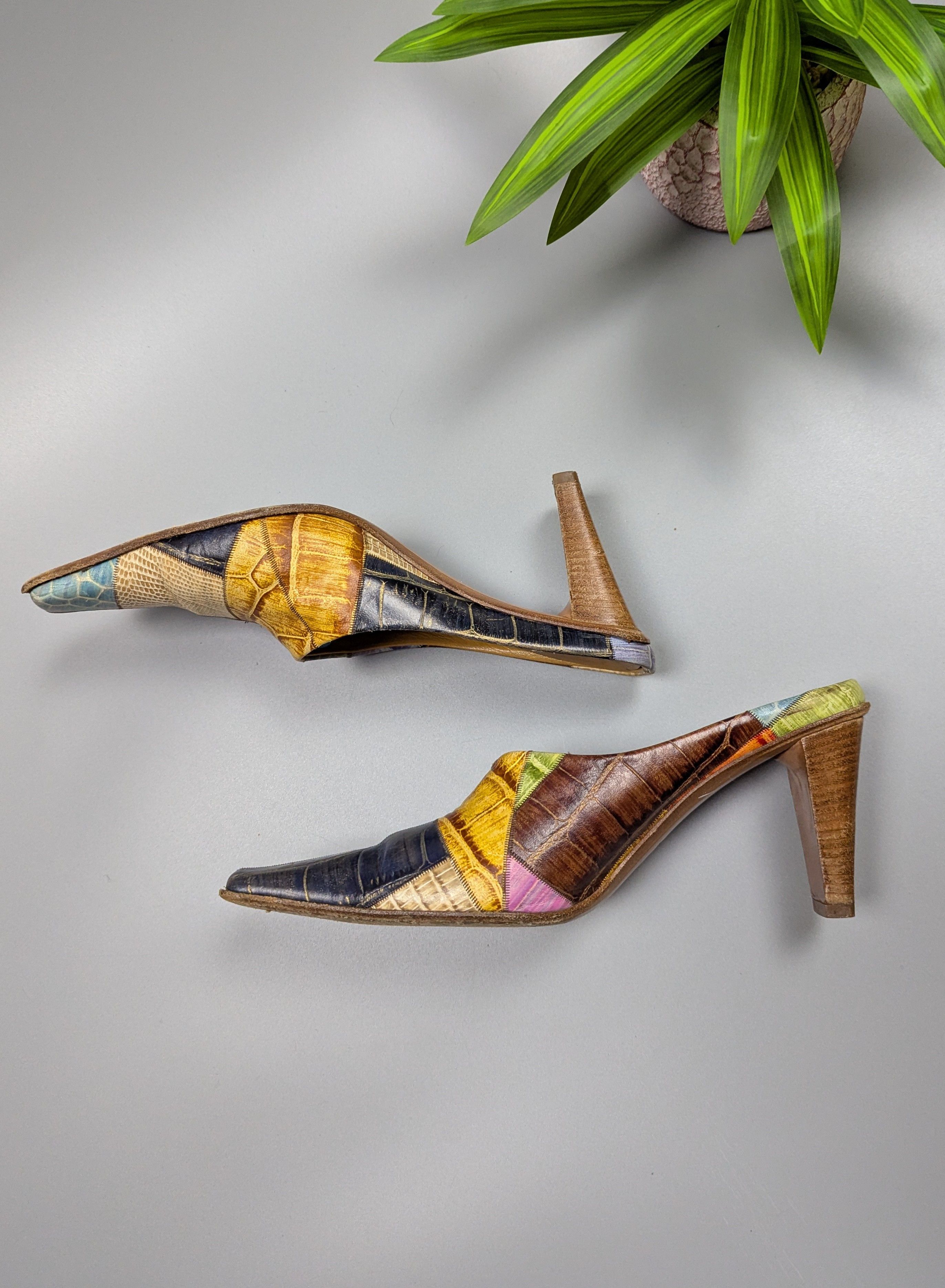 Vintage Rare VTG Y2K Gianmarco Lorenzi Crocodile Leather Mules Heels Size US 7.5 / IT 37.5 - 15 Thumbnail