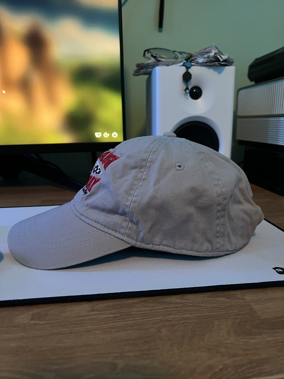 Vintage Mens Grey Vintage Racing Snapback Hat “Brewsaugh Speedway” Size ONE SIZE - 3 Thumbnail