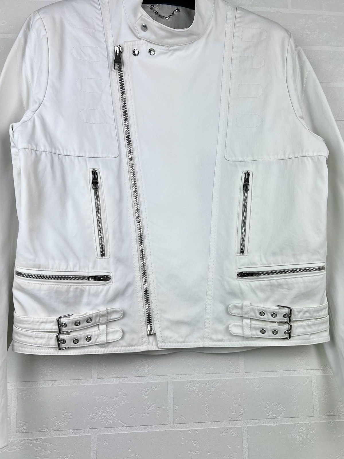 Louis Vuitton LOUIS VUITTON Jacket Biker Cotton Zippers Pocket LV White Size US XL / EU 56 / 4 - 8 Thumbnail