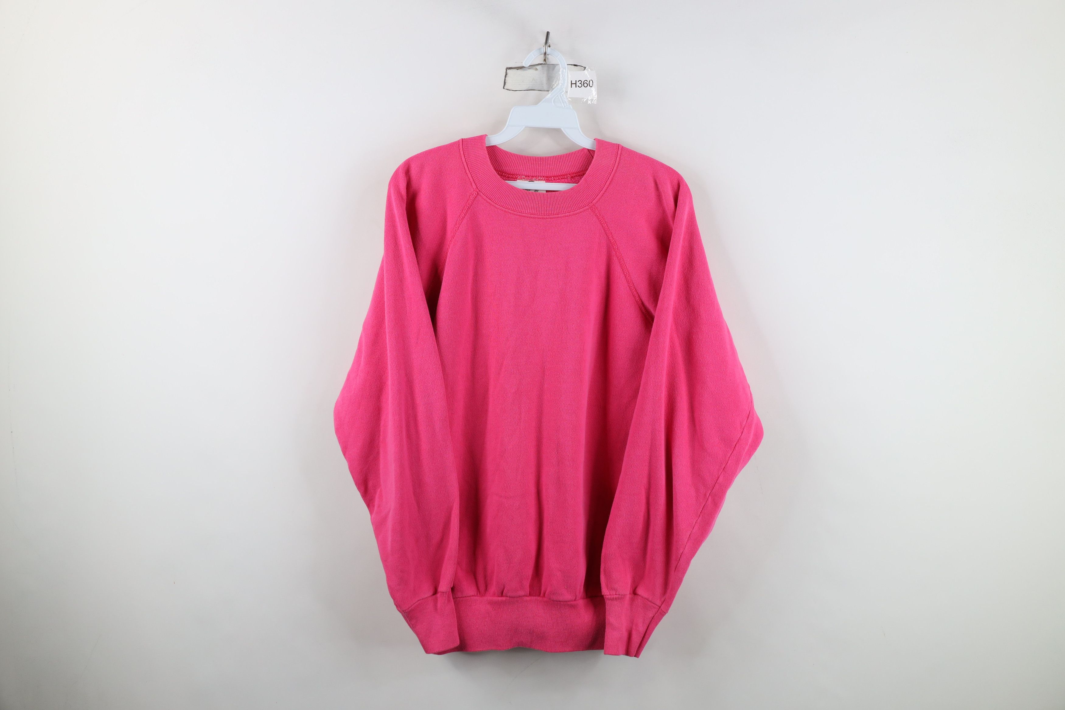 Hanes Vintage 80s Hanes Blank Raglan Crewneck Sweatshirt Pink USA Size XL / US 12-14 / IT 48-50 - 1 Thumbnail