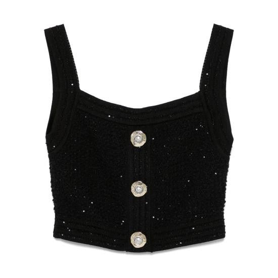 Balmain BALMAIN Women Tops FF1AB052 KI74 0PA BLACK Size XS / US 0-2 / IT 36-38 - 1 Thumbnail