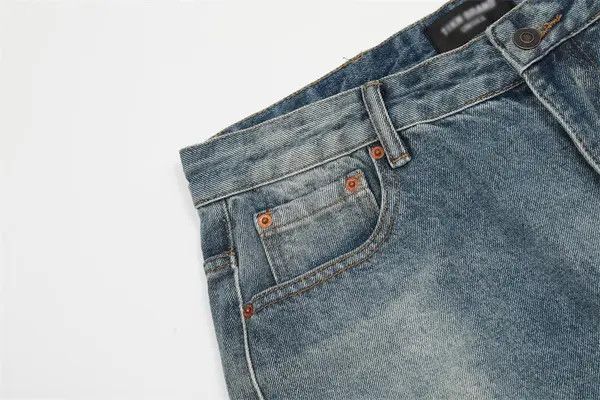 Japanese Brand Yumi Washed Street Loose White Distressed Straight Jeans Size US 32 / EU 48 - 5 Thumbnail