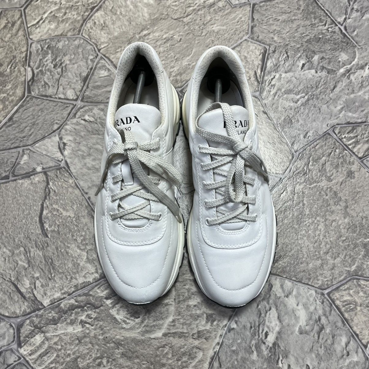 Prada Prada Milano White Leather Shoes Trainers Prax 01 Size 9.5 Size US 9.5 / EU 42-43 - 4 Thumbnail