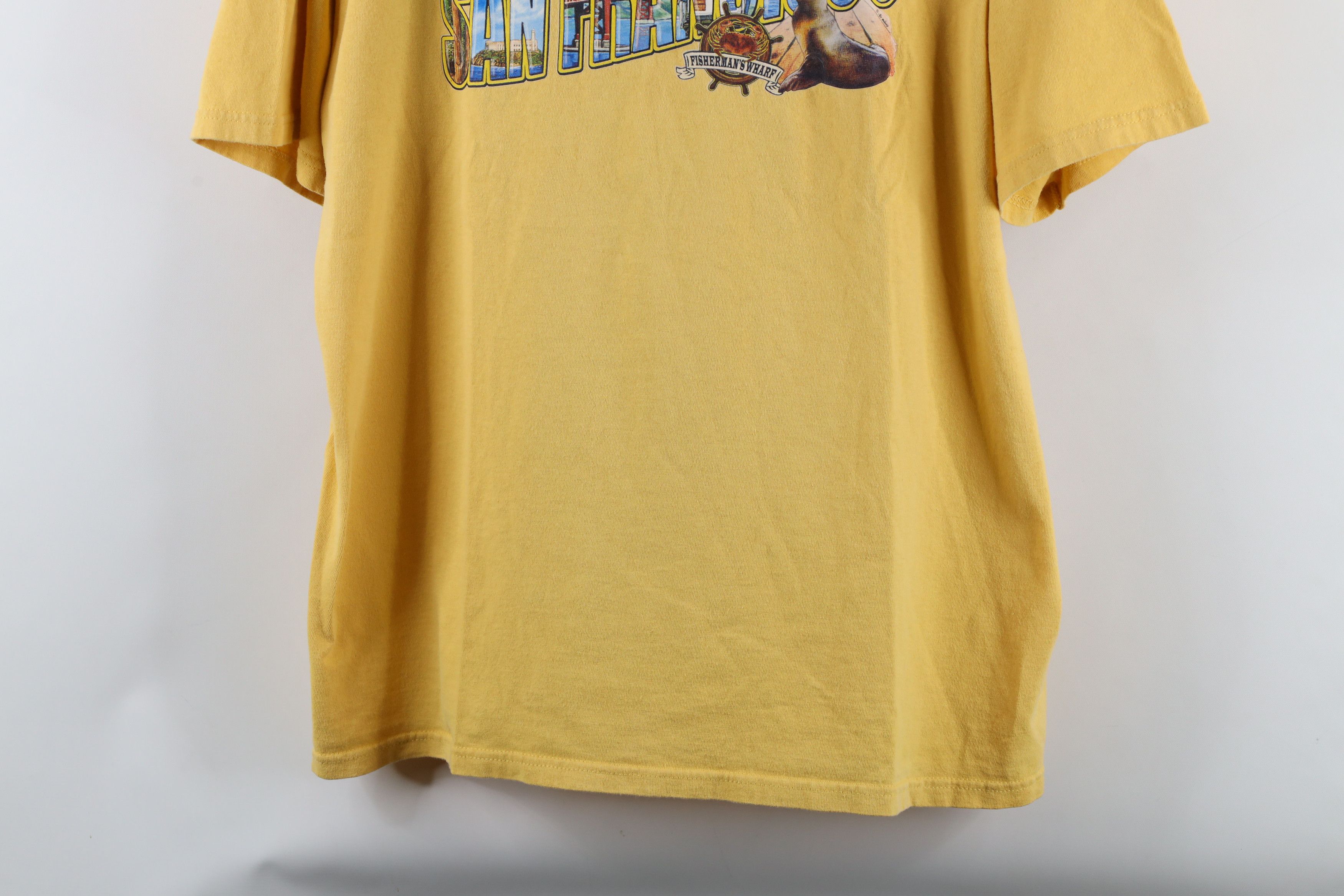 Vintage Vintage 90s Streetwear Fishermans Wharf T-Shirt Yellow Size US XL / EU 56 / 4 - 3 Thumbnail