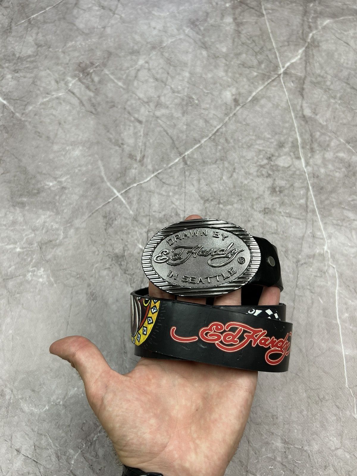 Ed Hardy Ed Hardy Overprint Belt Rhinestones Vintage Drip Y2K Size ONE SIZE - 6 Thumbnail