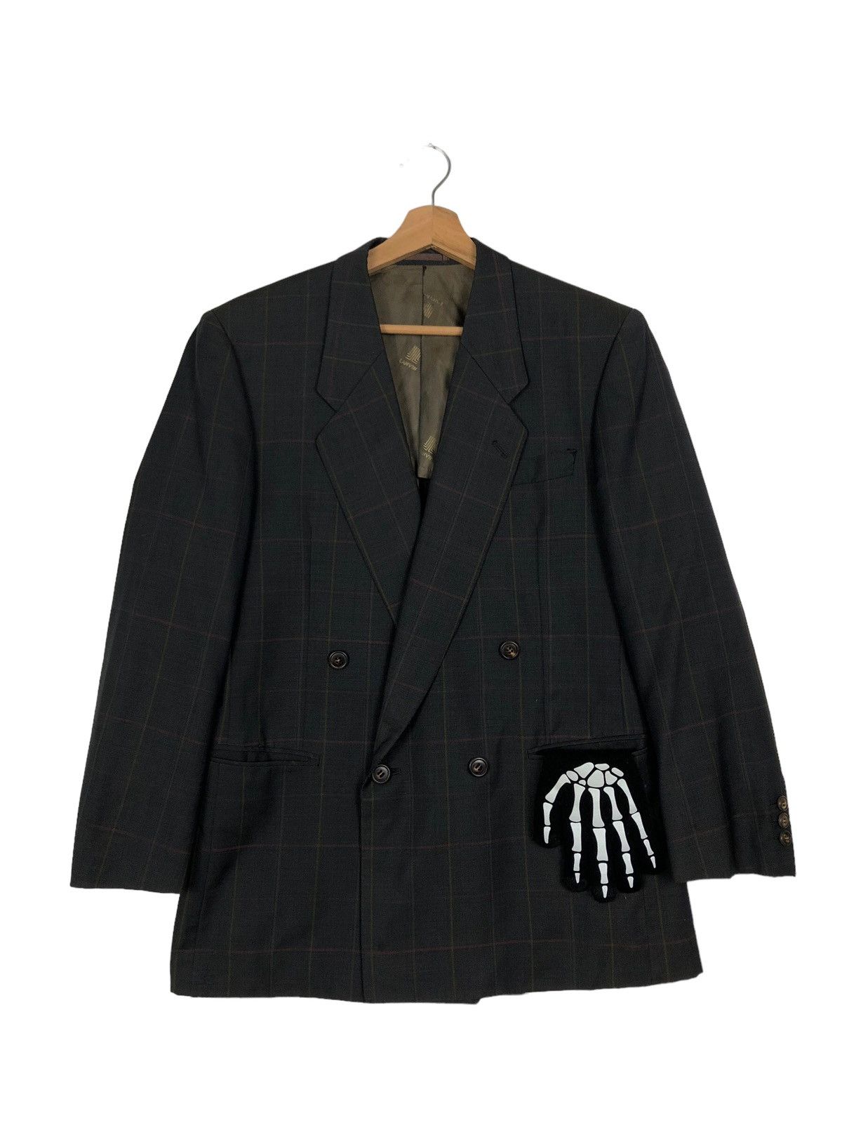 Japanese Brand 🔥Rich Black - Double Breast Coats Jacket Lanvin Paris Size US M / EU 48-50 / 2 - 1 Thumbnail
