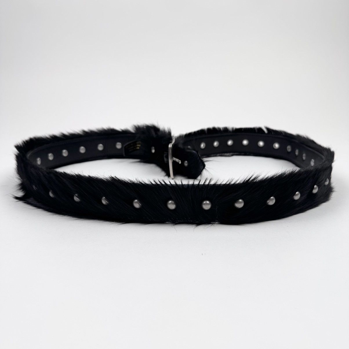 Dries Van Noten Dries Van Noten FW2022 Black Studded Fur Belt Size ONE SIZE - 4 Thumbnail