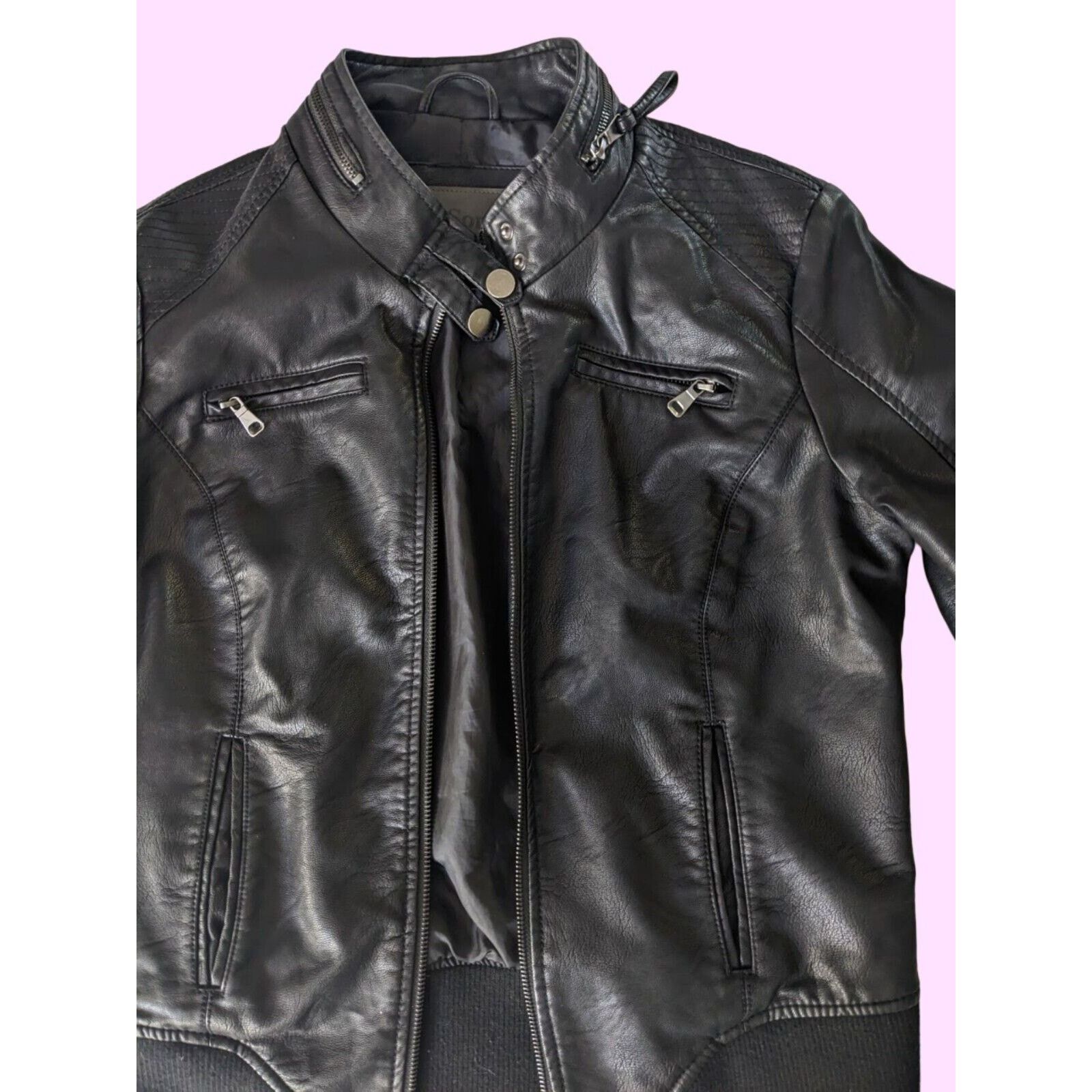 Other Ci Sono Black Faux Leather Biker Size Junior Medium. Zipper Size M / US 6-8 / IT 42-44 - 4 Thumbnail