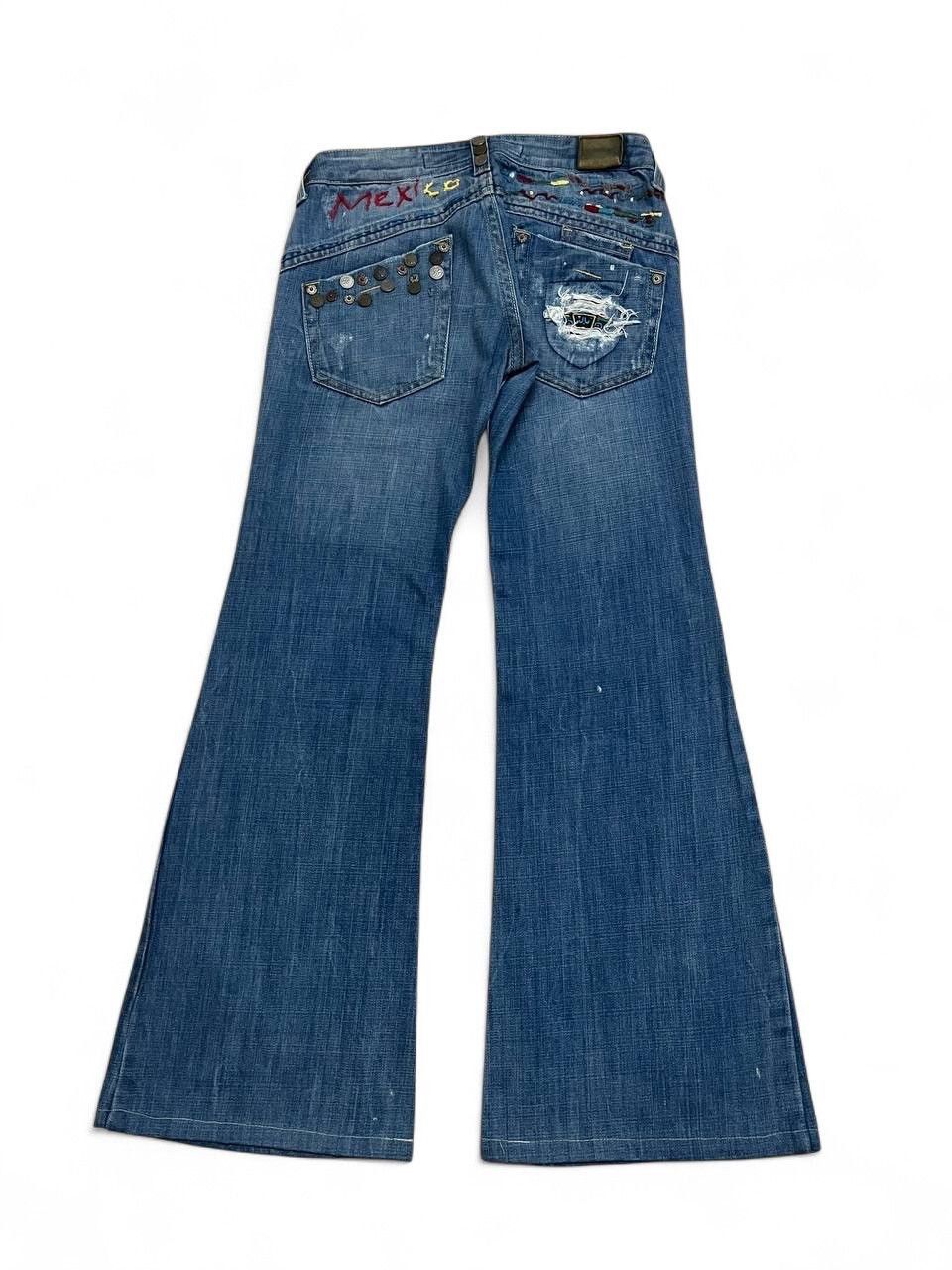 Hysteric Glamour Flared drive Jeans distressed low rise wideleg embroided Size US 29 - 1 Thumbnail