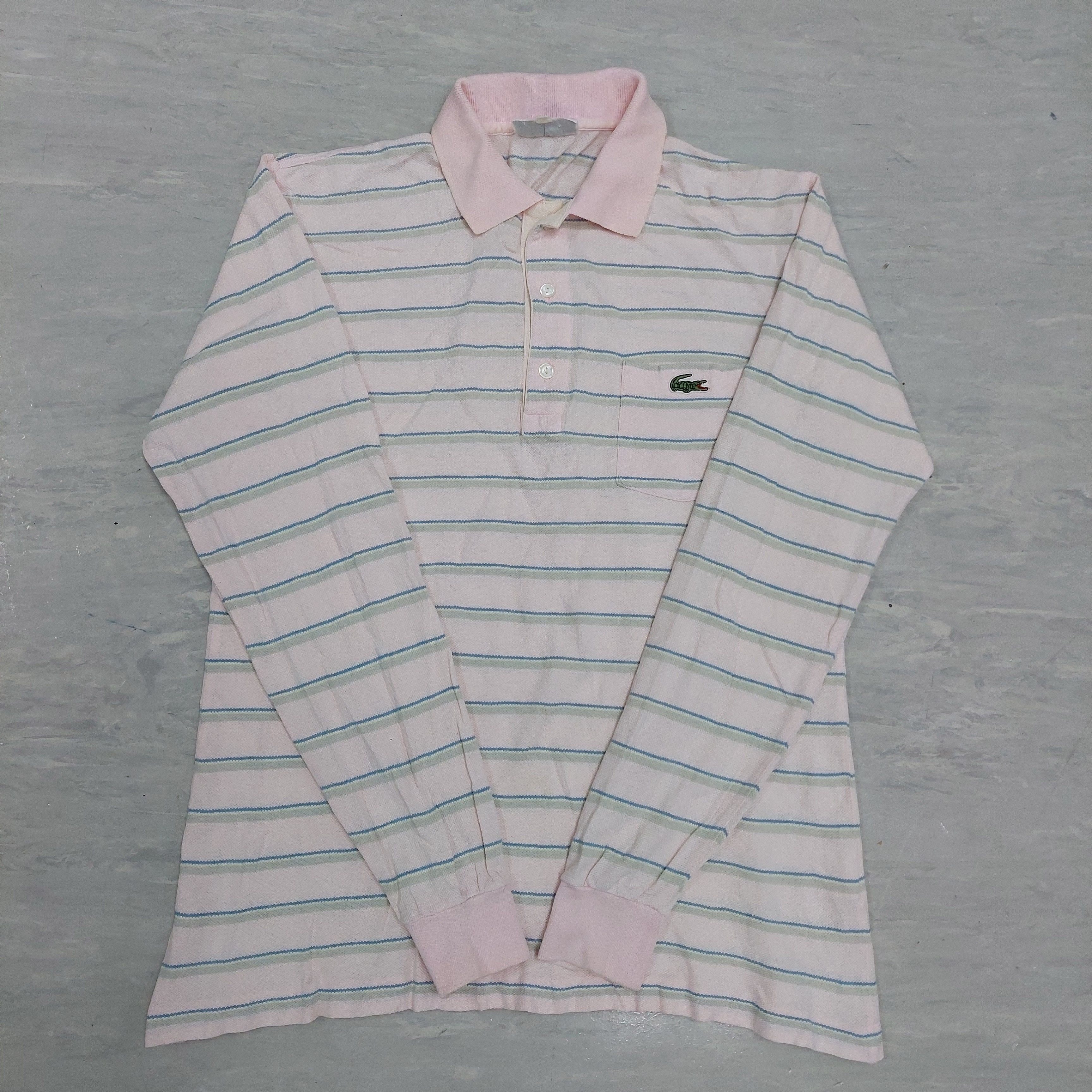 Lacoste Vintage Lacoste Striped Long Sleeve Polo Shirt Size US M / EU 48-50 / 2 - 1 Thumbnail