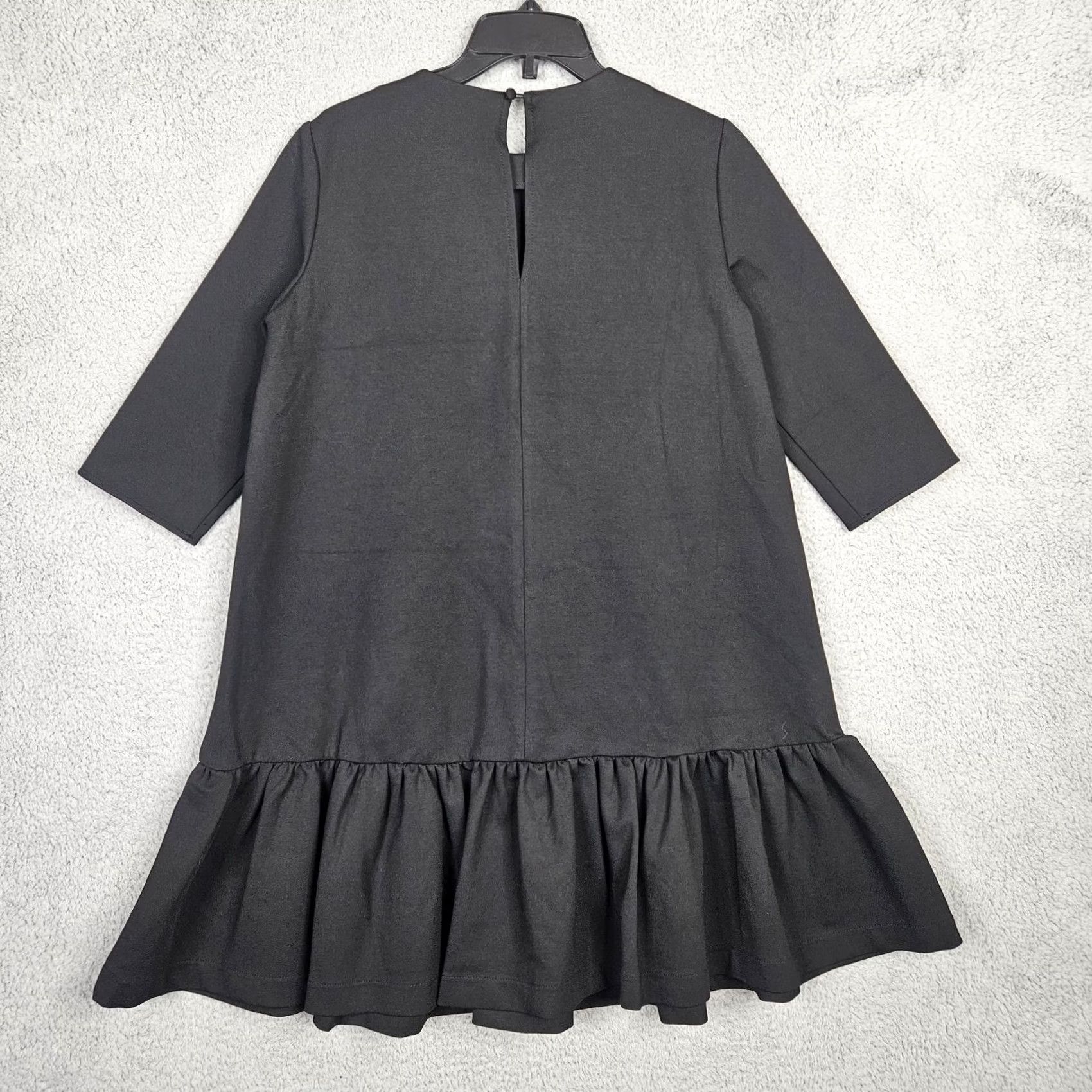Vintage snidel Dress Women's Black Ruffle Hem 3/4 Sleeve Keyhole A-Line Size S Regular Adult Womens Size S / US 4 / IT 40 - 5 Thumbnail
