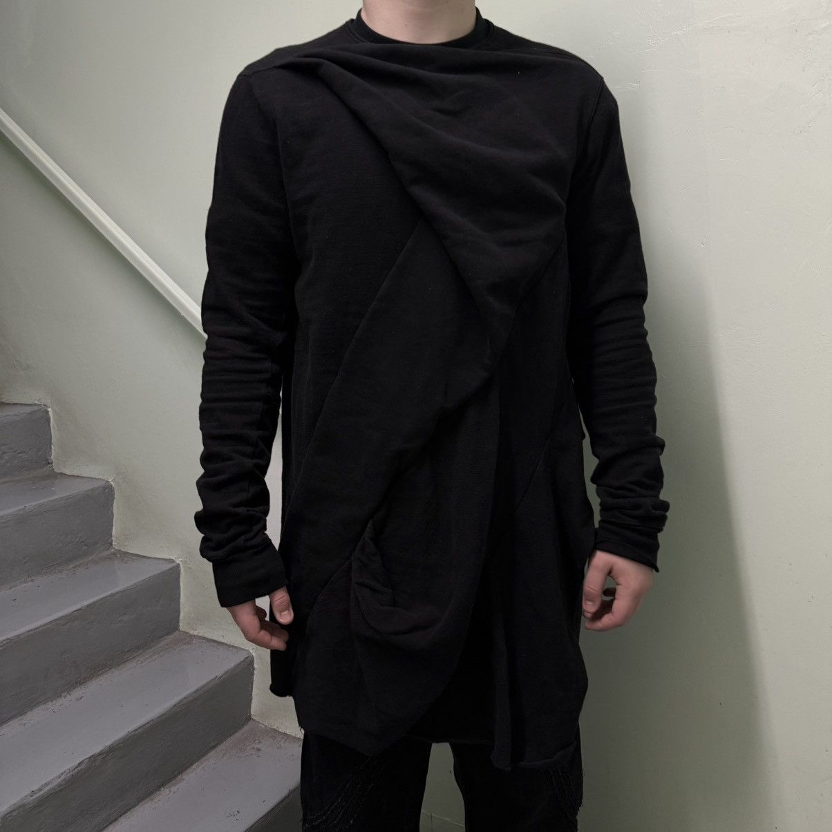 Rick Owens Rick Owens DRKSHDW Black Sweater Geometric Lines Layerd Size US L / EU 52-54 / 3 - 1 Thumbnail