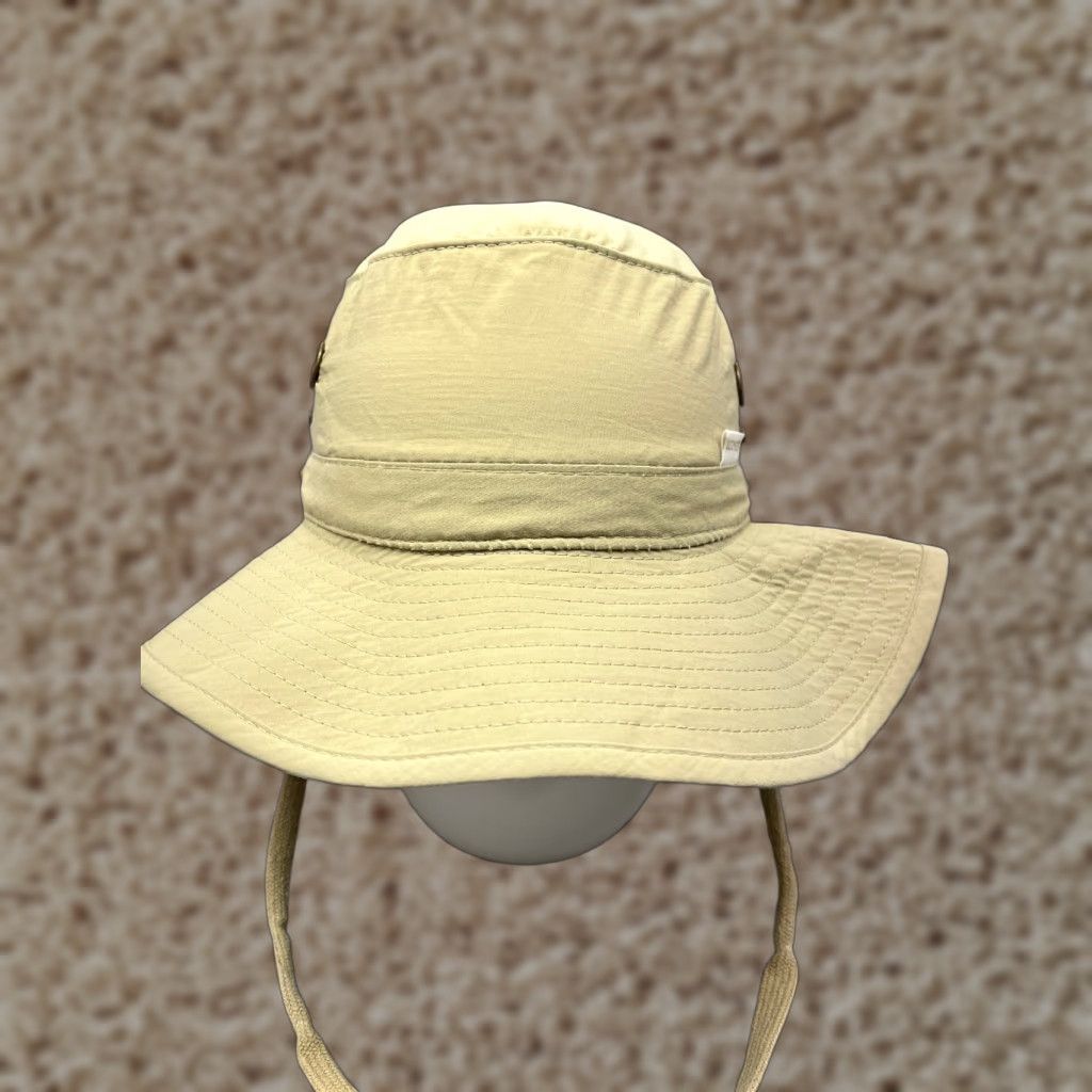Vintage Ultimate Bucket Sun Hat 7 1/4 Beige Nylon 3 Ply Supplex Camp Made USA Adult Size ONE SIZE - 1 Thumbnail
