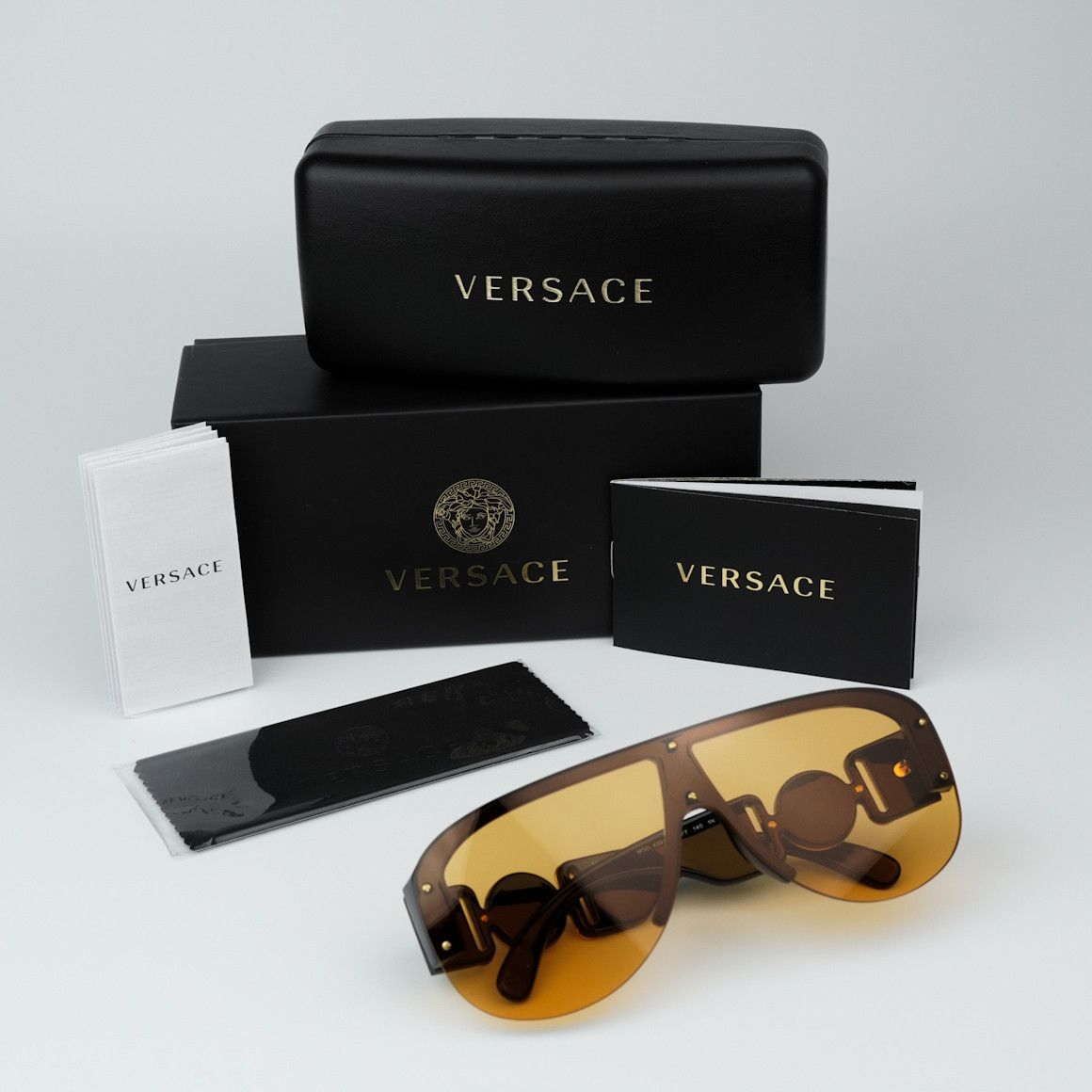 Versace NEW Versace VE4391 GB1/7 Shield Unisex Sunglasses Size ONE SIZE - 9 Thumbnail