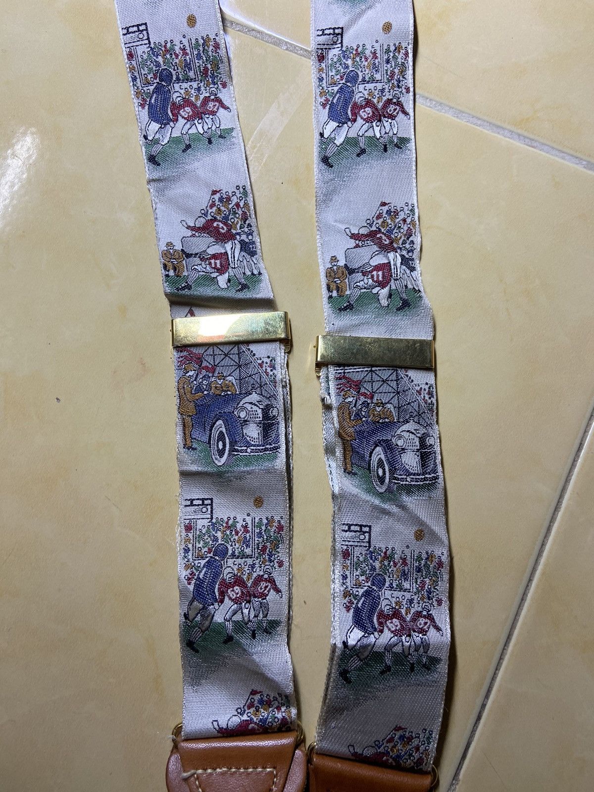 Trafalgar × Vintage TRAFALGAR SUSPENDER LET’S PLAY BASEBALL SILK LEATHER Size ONE SIZE - 7 Thumbnail