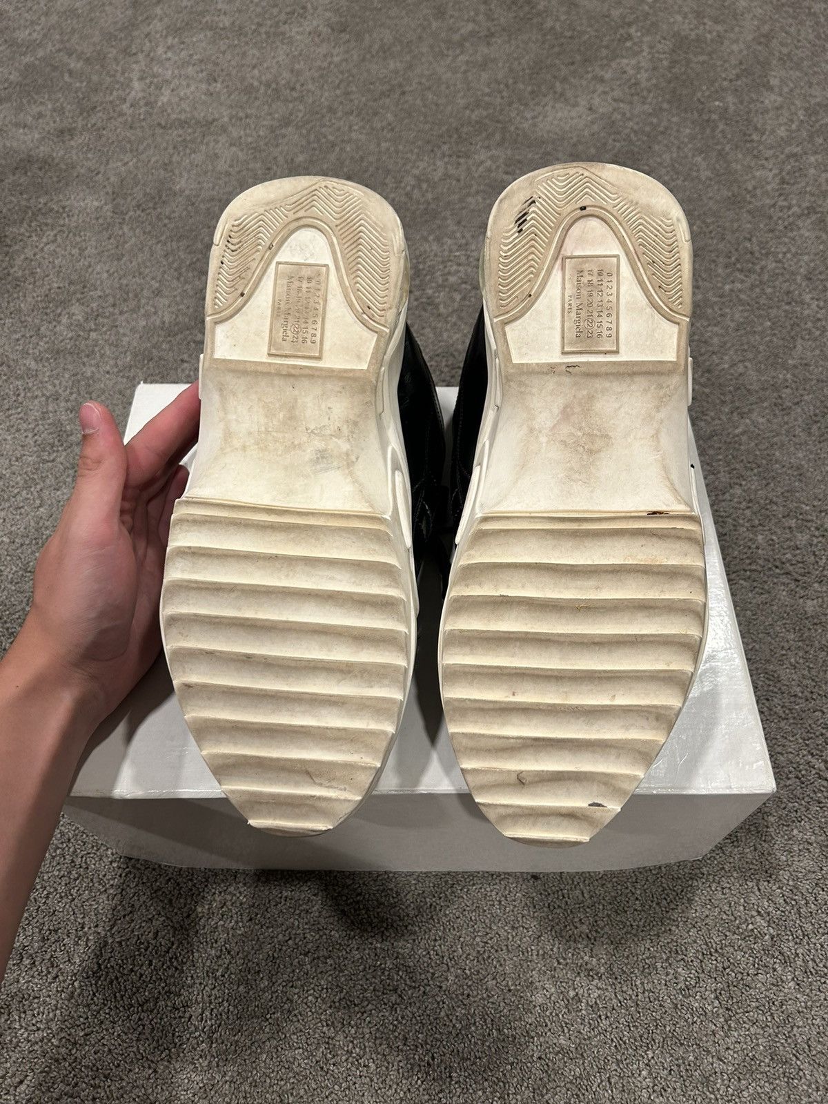 Maison Margiela Maison Margiela Retro Fit Artisanal Sneakers Black White Size US 13 / EU 46 - 8 Thumbnail