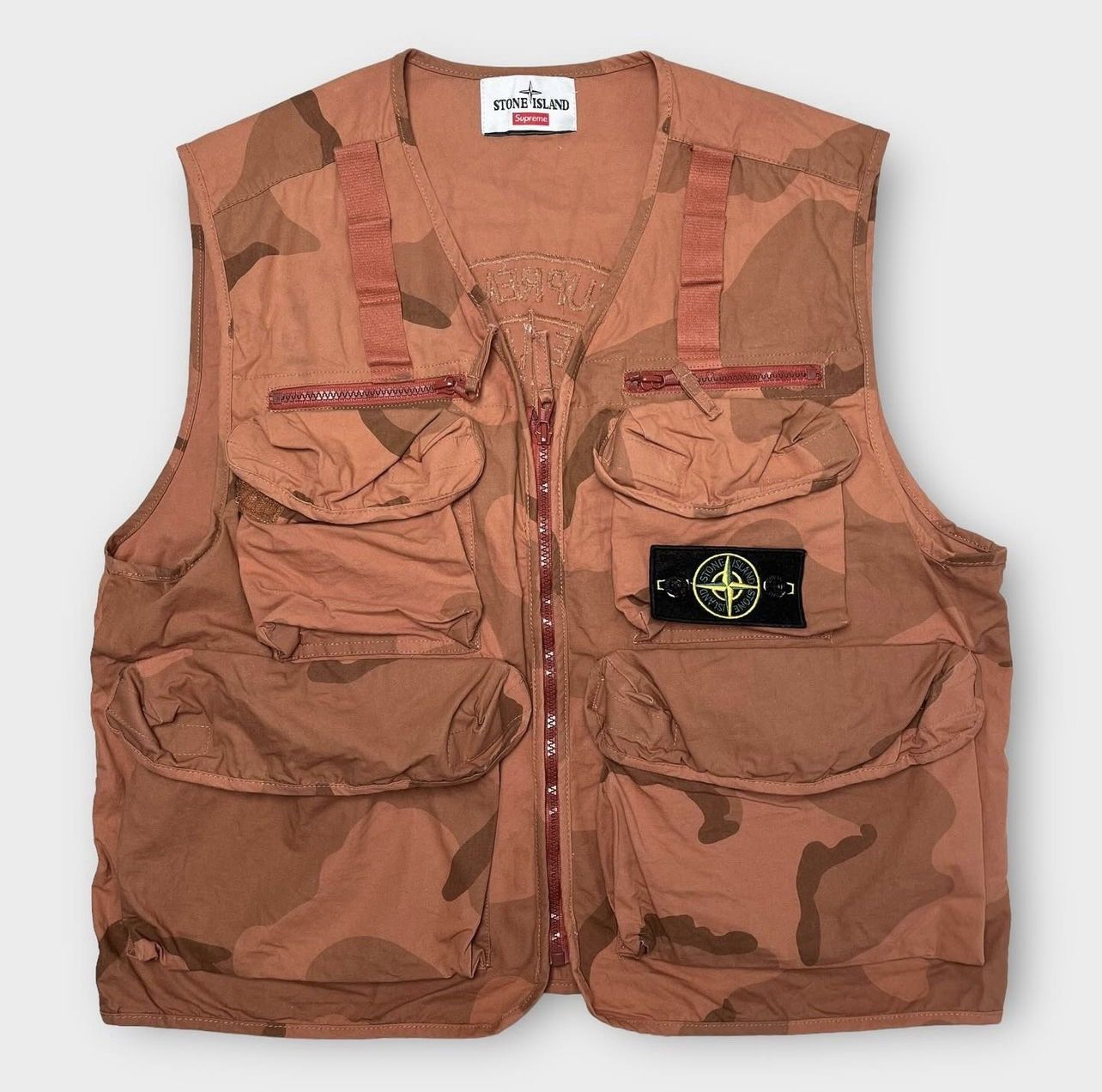 image of Survival Of The Fashionest x Vintage Supreme X Stone Island Not Real Camo Vest Survival in Orange C