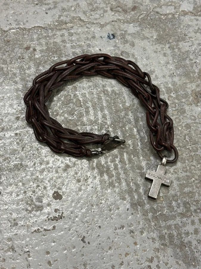 Designer × Emporio Armani × Vintage Emporio Armani Leather Chain Cross Necklace Size ONE SIZE - 4 Thumbnail