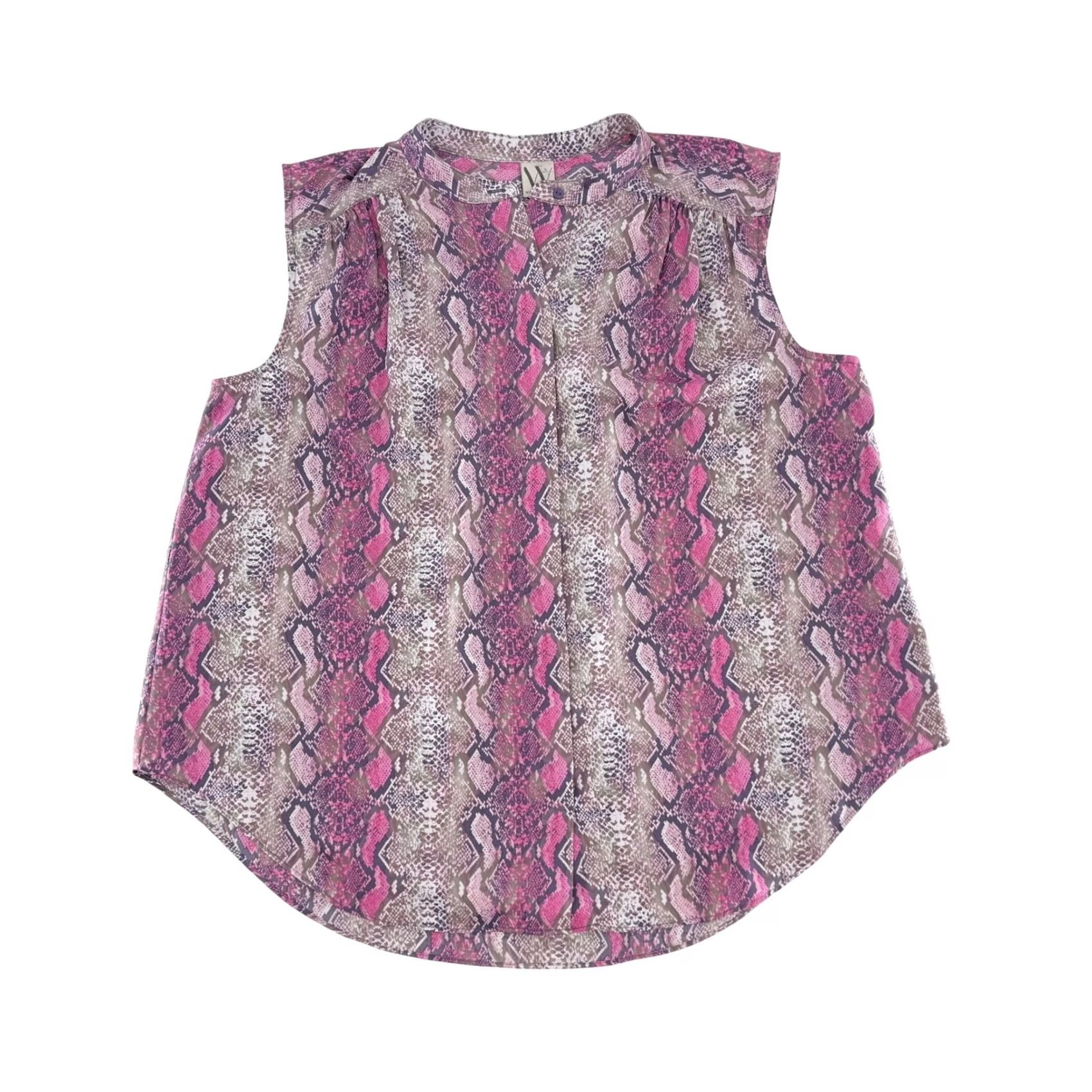 Worthington Worthington Blouse XL Pink Snake Print Sleeveless Button Up Top Womens Size XL / US 12-14 / IT 48-50 - 4 Thumbnail