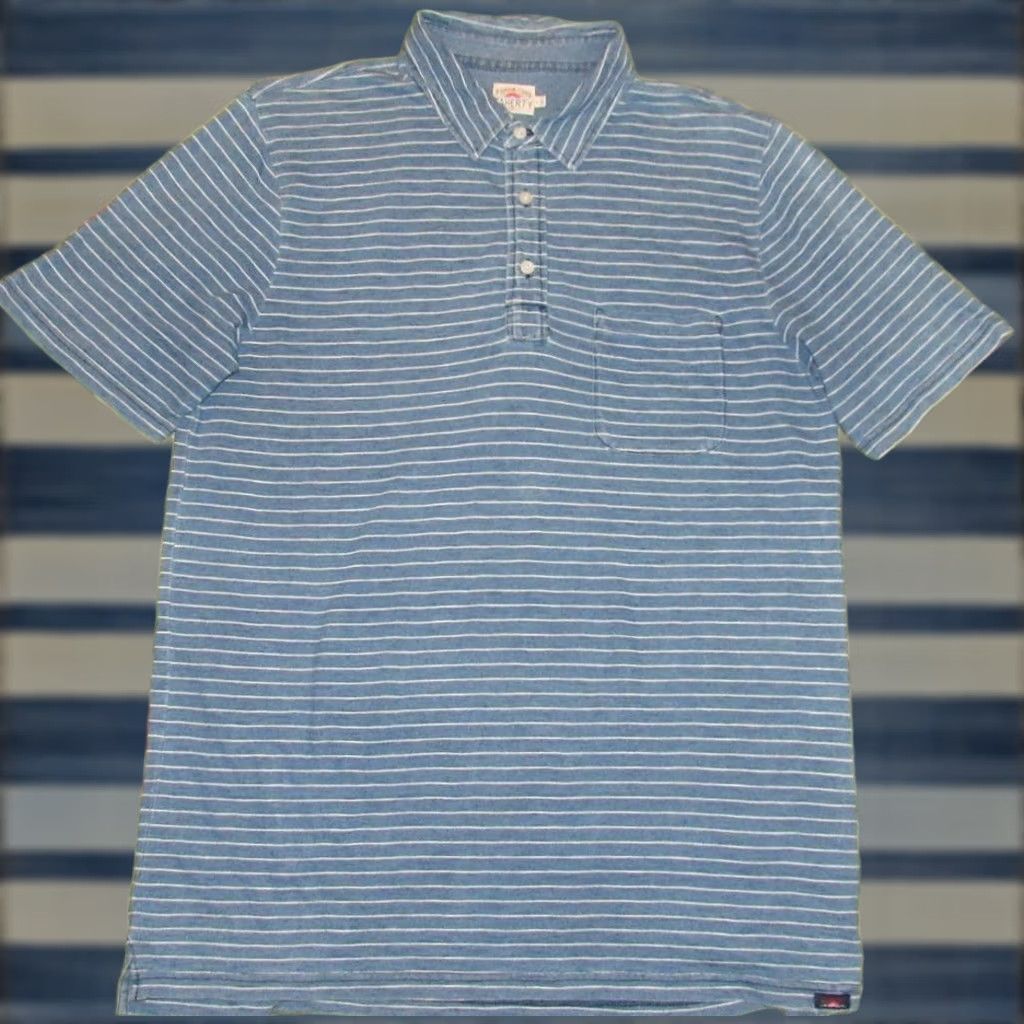 Faherty FAHERTY Polo Shirt Blue White Striped Short Sleeve Large L Men Size US L / EU 52-54 / 3 - 1 Thumbnail