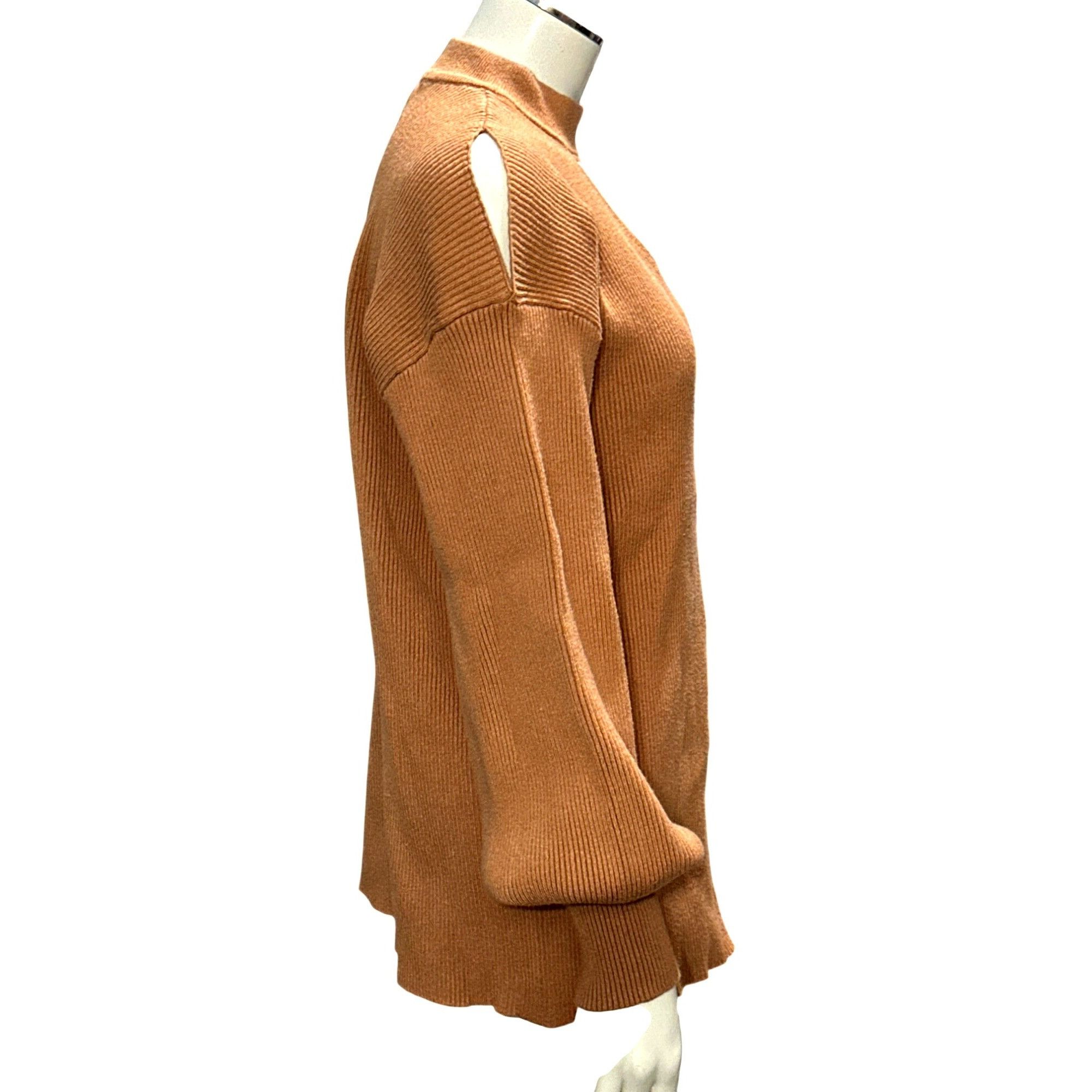 Other CCC Brown Cutout Sweater Ribbed Knit Gigi Neckline Bishop Sl Size XL / US 12-14 / IT 48-50 - 4 Thumbnail