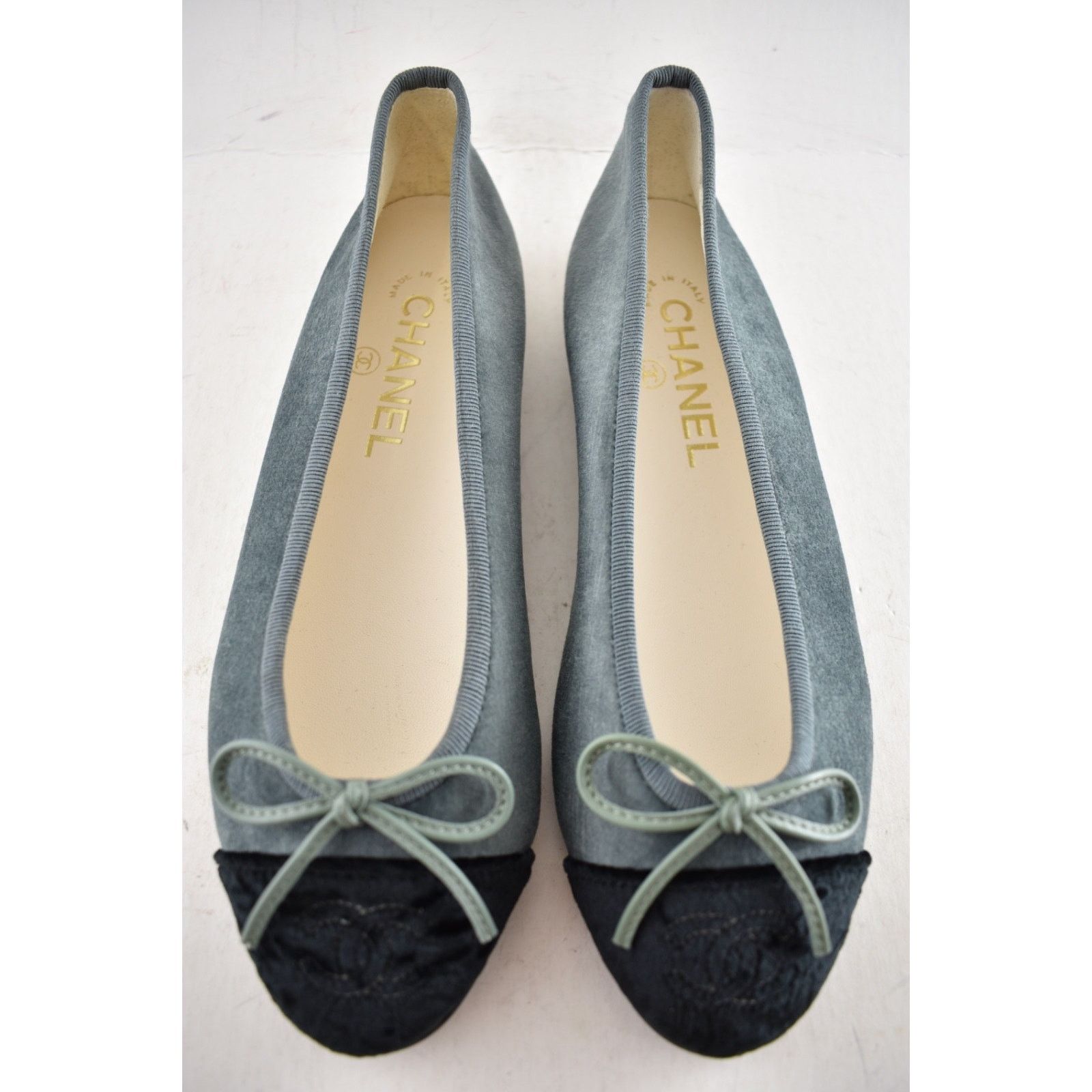 Chanel Chanel 24A Green Black Velvet CC Logo Ballet Flat 36 Size US 6 / IT 36 - 5 Thumbnail