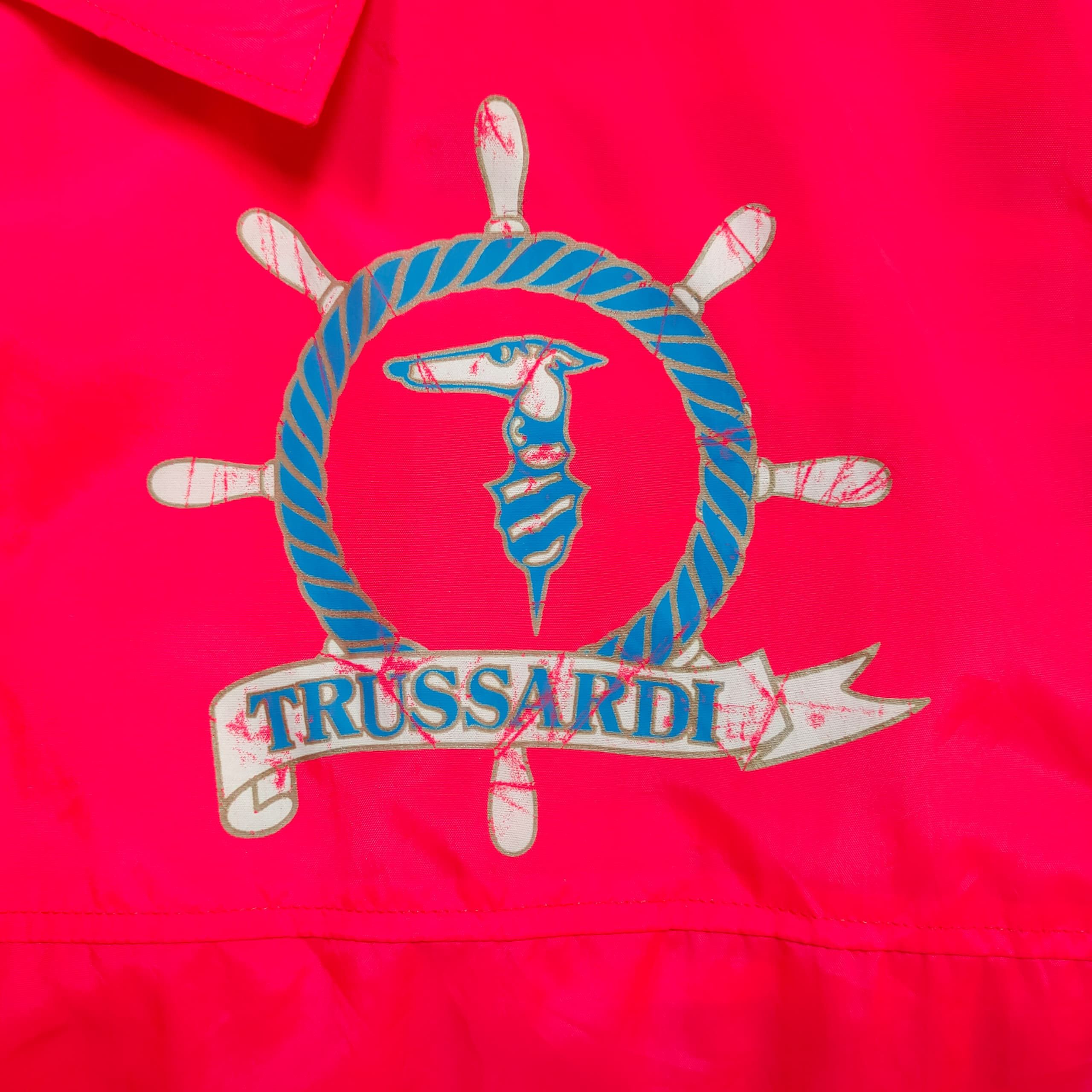 Trussardi Vintage Trussardi Bright Red Greyhound Logo Windbreaker Size US L / EU 52-54 / 3 - 5 Thumbnail