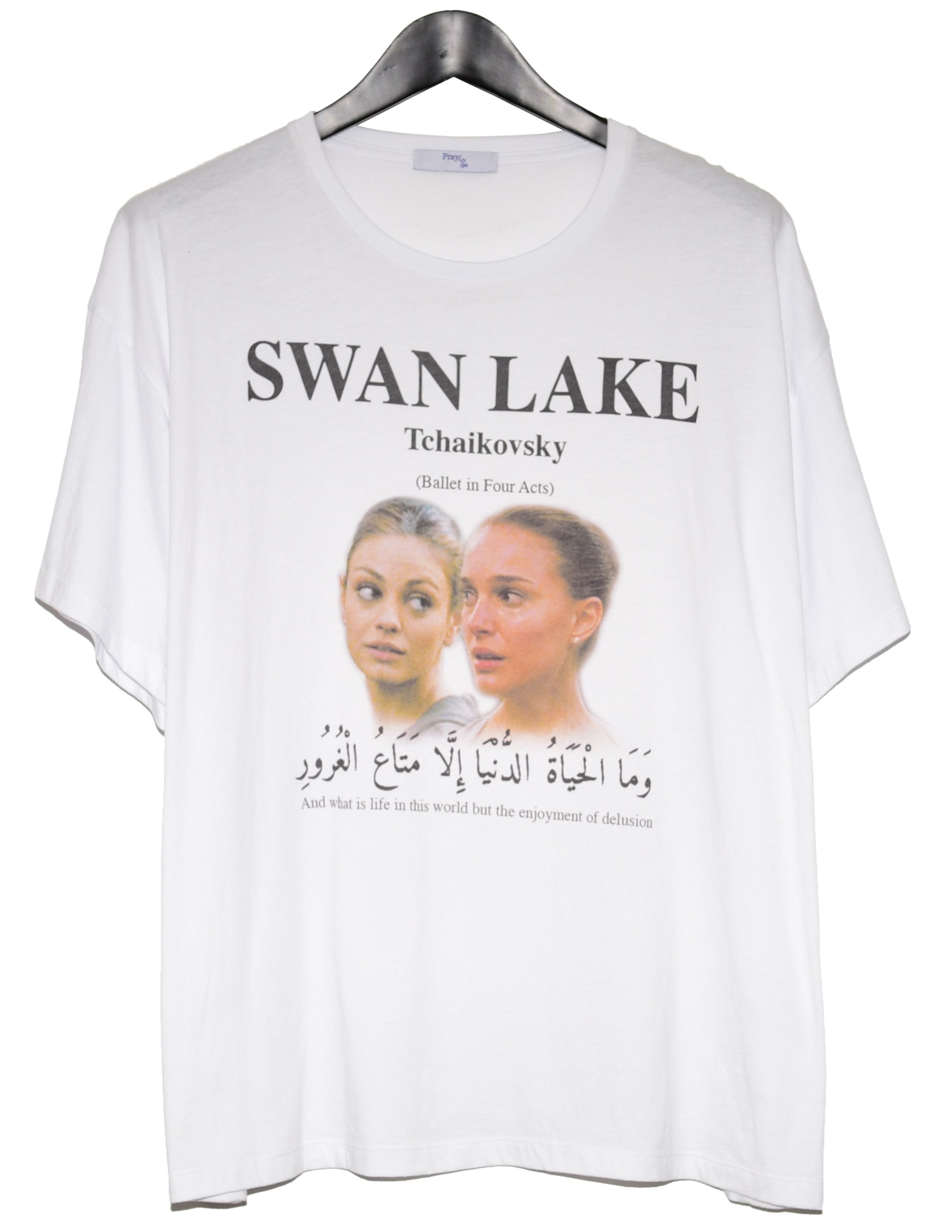 image of Praying Black Swan Cropped Tee in White, Men's (Size 2XL)