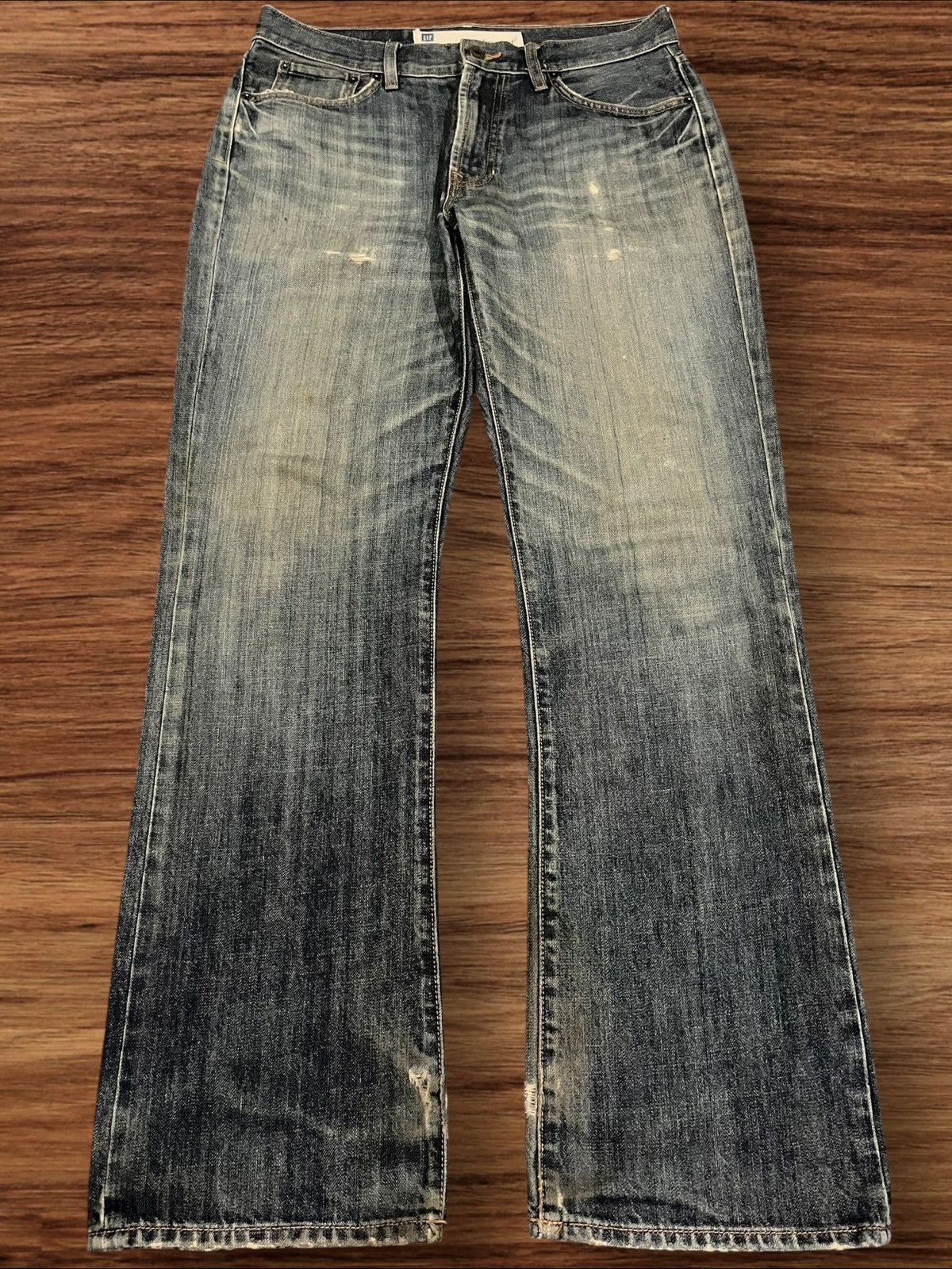 If Six Was Nine × Japanese Brand × Le Grande Bleu (L.G.B.) ⚡️Flare⚡️Vintage Gap Slim Boot Fit Faded Mud Washed Jeans Size US 33 - 1 Thumbnail