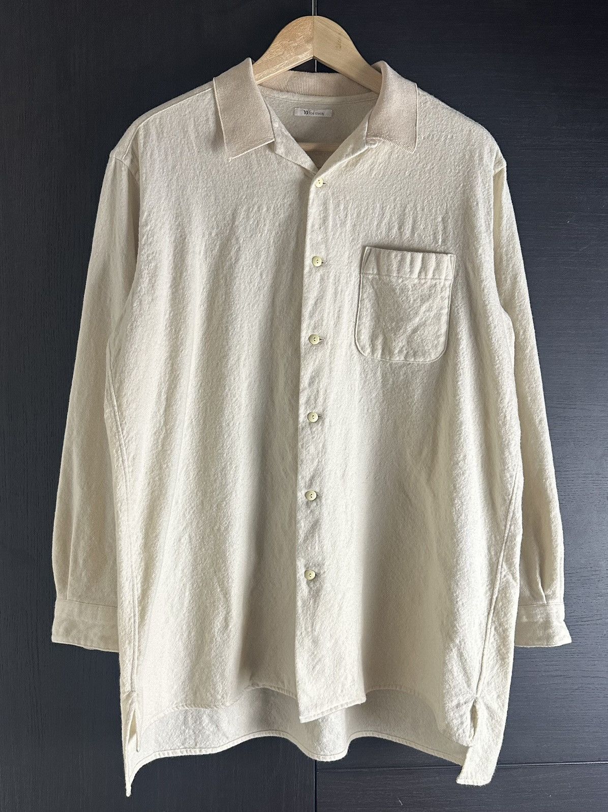 Yohji Yamamoto Heavy Textured Wool Knitted Collar Shirt Size US L / EU 52-54 / 3 - 1 Thumbnail