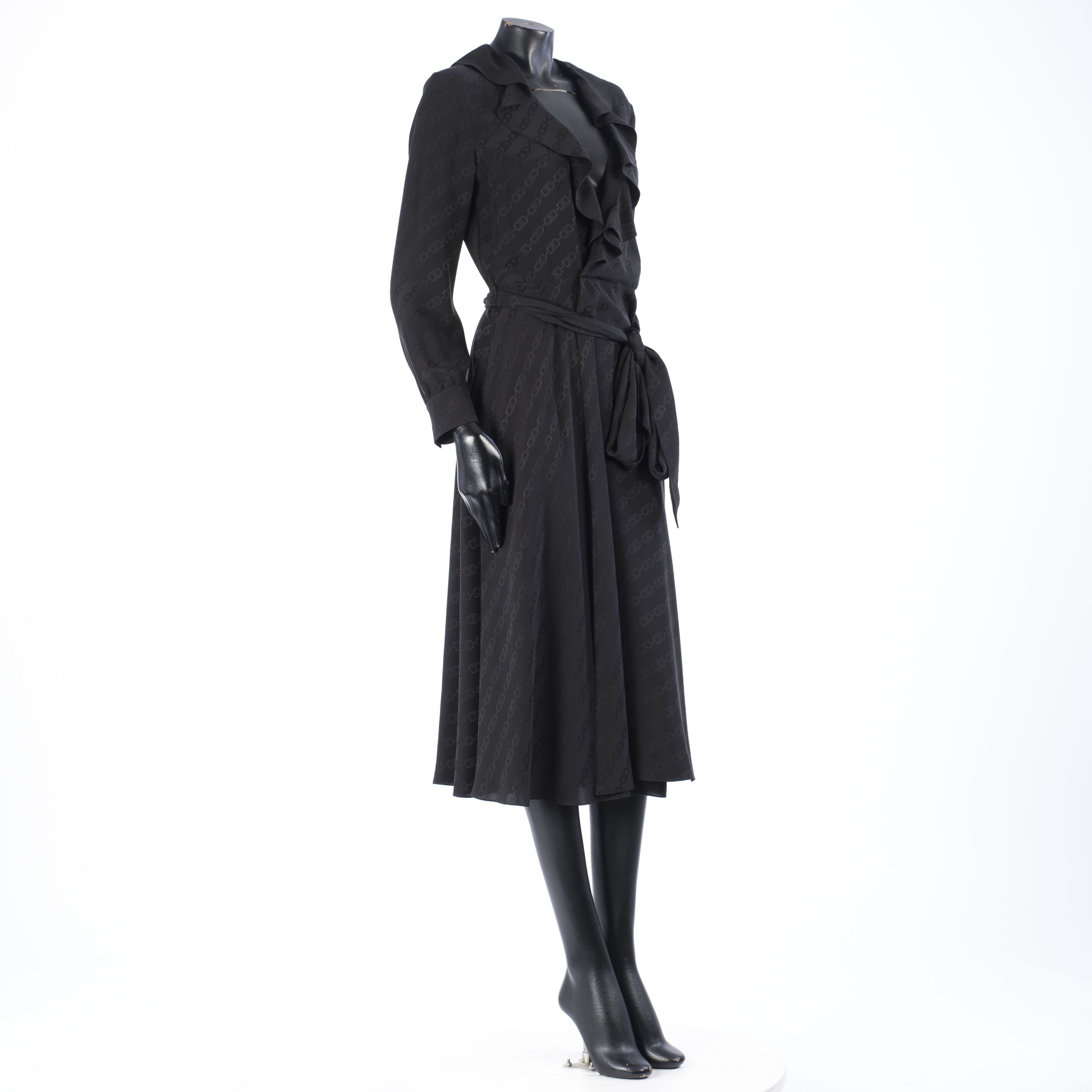 Celine Wraparound Triomphe Midi Dress In Silk Jacquard Size M / US 6-8 / IT 42-44 - 8 Thumbnail