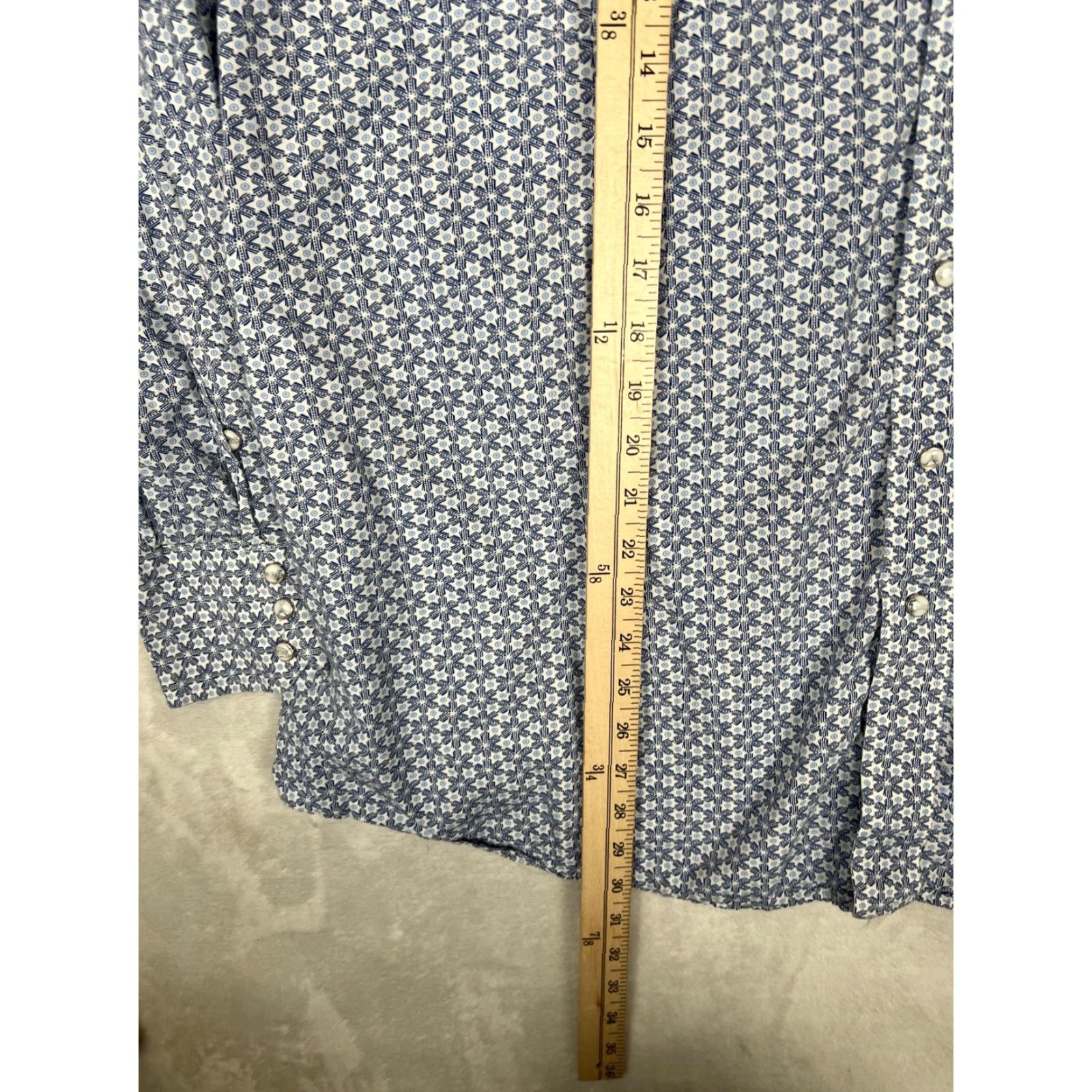 Vintage Resistol Ranch Shirt Mens 2XL Blue Geometric Western Snap Front Long Sleeve Size US XXL / EU 58 / 5 - 5 Thumbnail