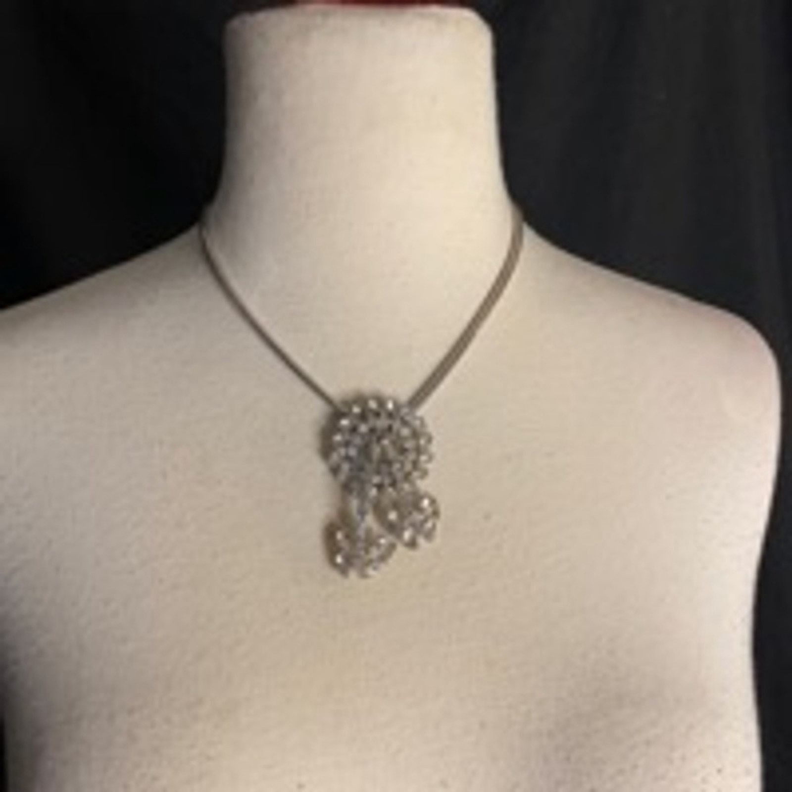 Other Vintage Sterling Silver Rhinestone Jewelry Necklace Signed Size ONE SIZE - 2 Thumbnail