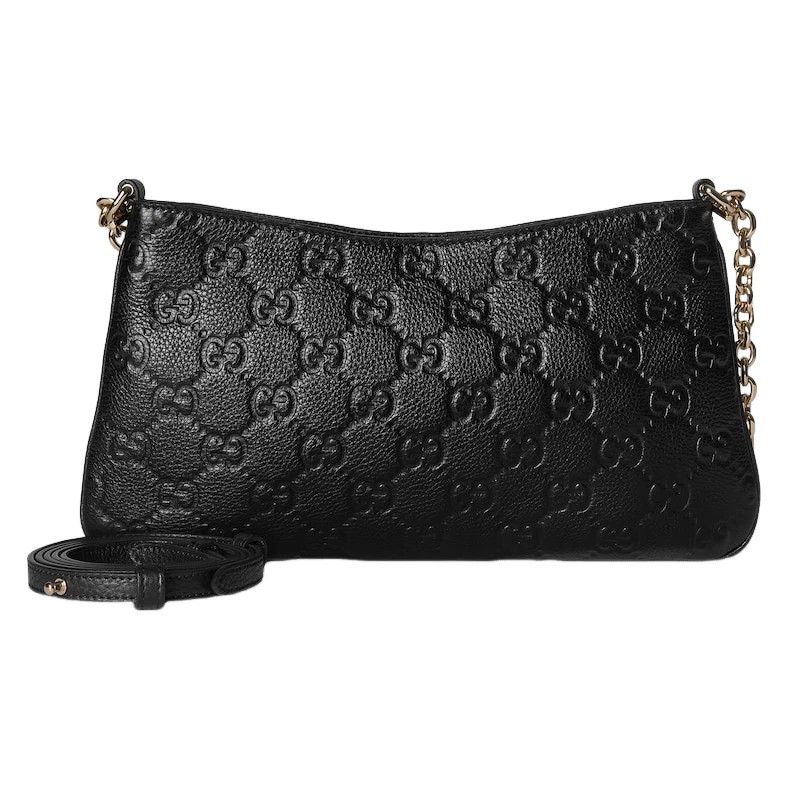 Gucci GUCCI GG Medium Black Leather Shoulder Bag New Size ONE SIZE - 3 Thumbnail