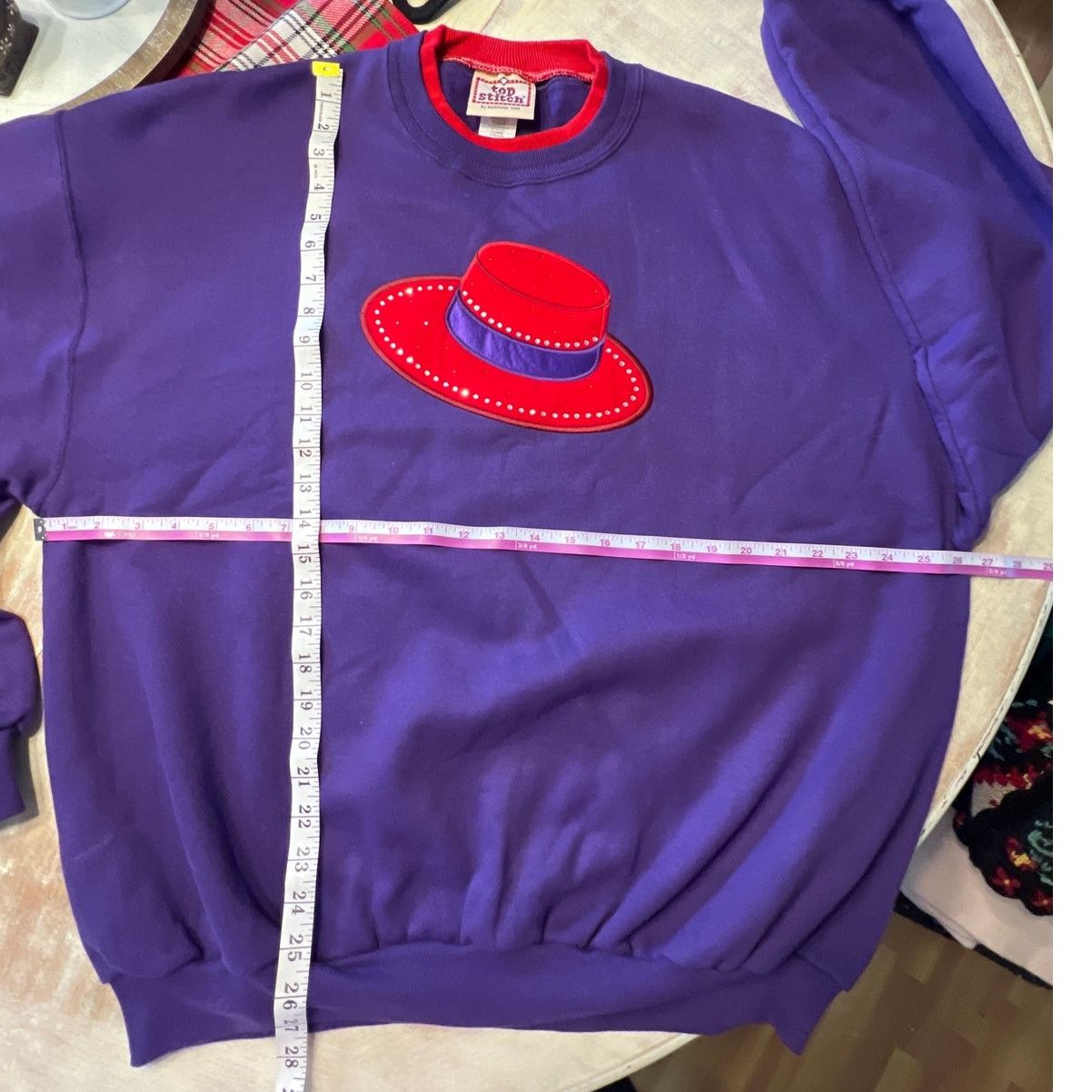 Other Top Stitch Vintage Red Hat Purple Crewneck Sweatshirt XL Size XL / US 12-14 / IT 48-50 - 5 Thumbnail