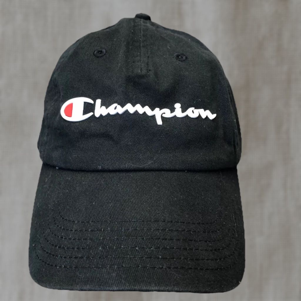 Champion Champion Hat Adult Adjustable Black Base Ball Spell Out Logo Dad Sports Size ONE SIZE - 1 Thumbnail