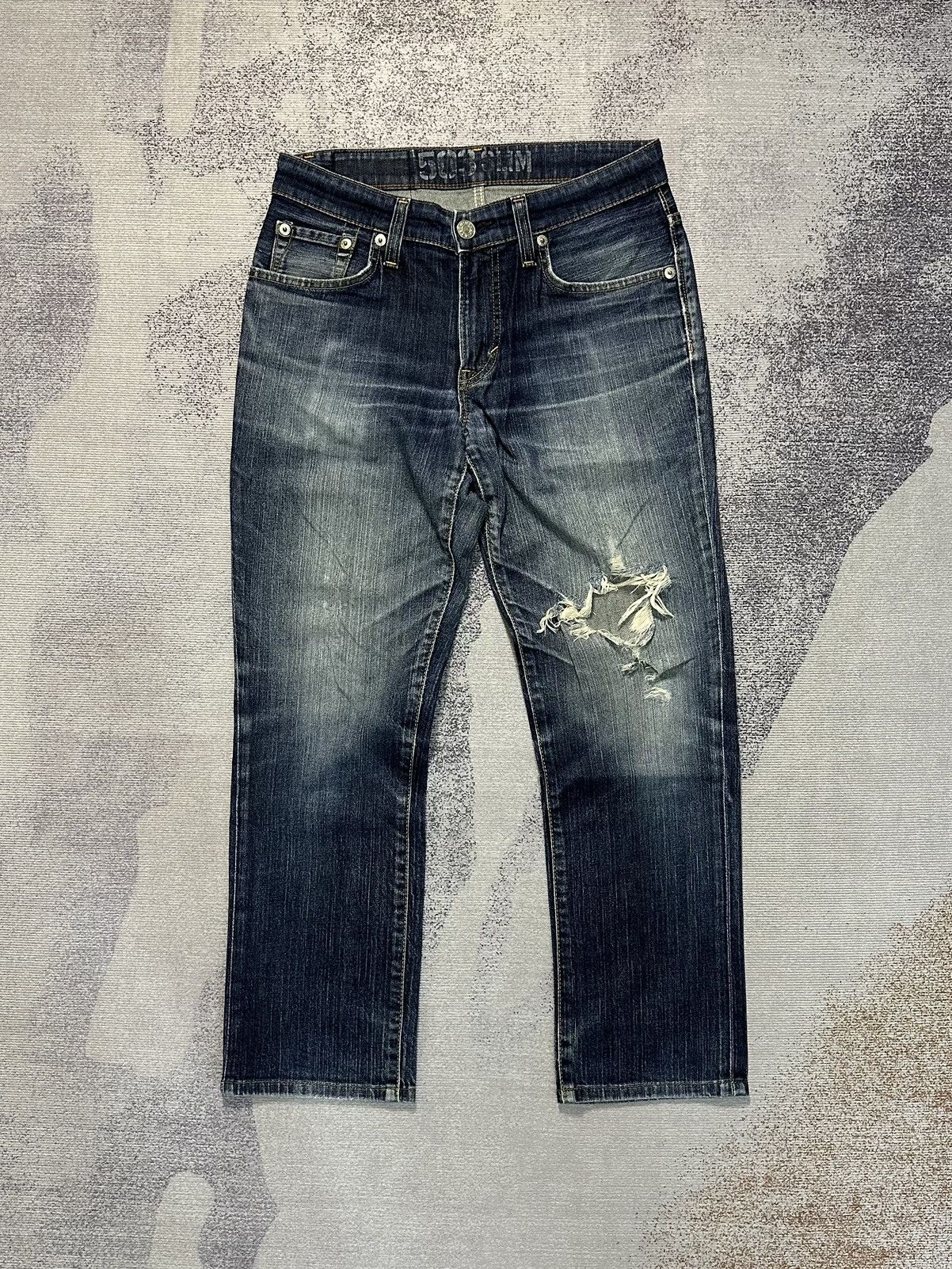 Kapital Edwin 503 Skinny Slim Blue Trip Distressed Denim Size US 30 / EU 46 - 1 Thumbnail