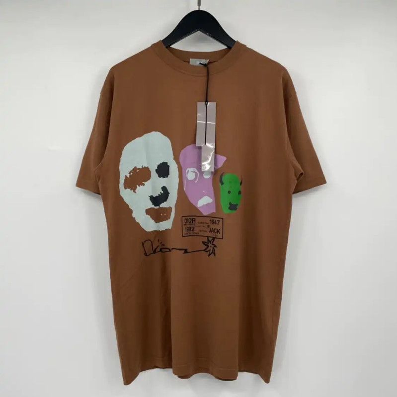 Dior Dior Brown Cotton Men's Short-Sleeve T-Shirt 0089 Size US L / EU 52-54 / 3 - 1 Thumbnail