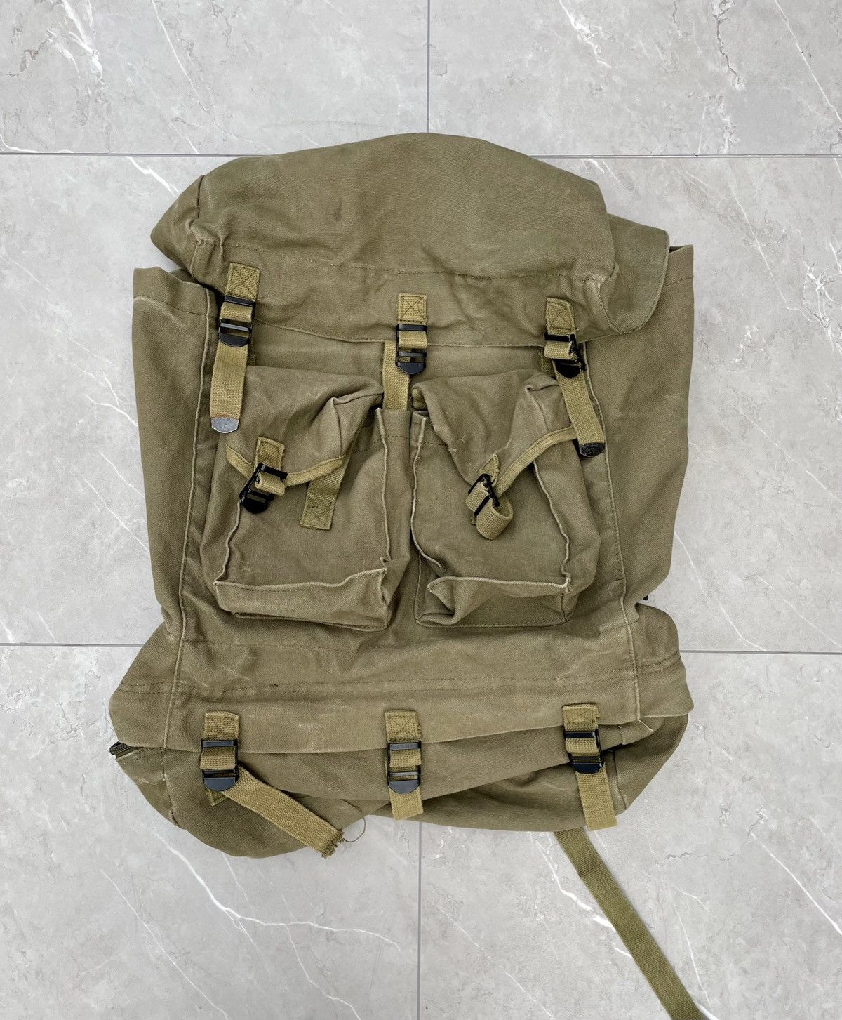 image of Bag x Military Vintage 70's Military Multi Pocket Backpack in Army Green, Men's