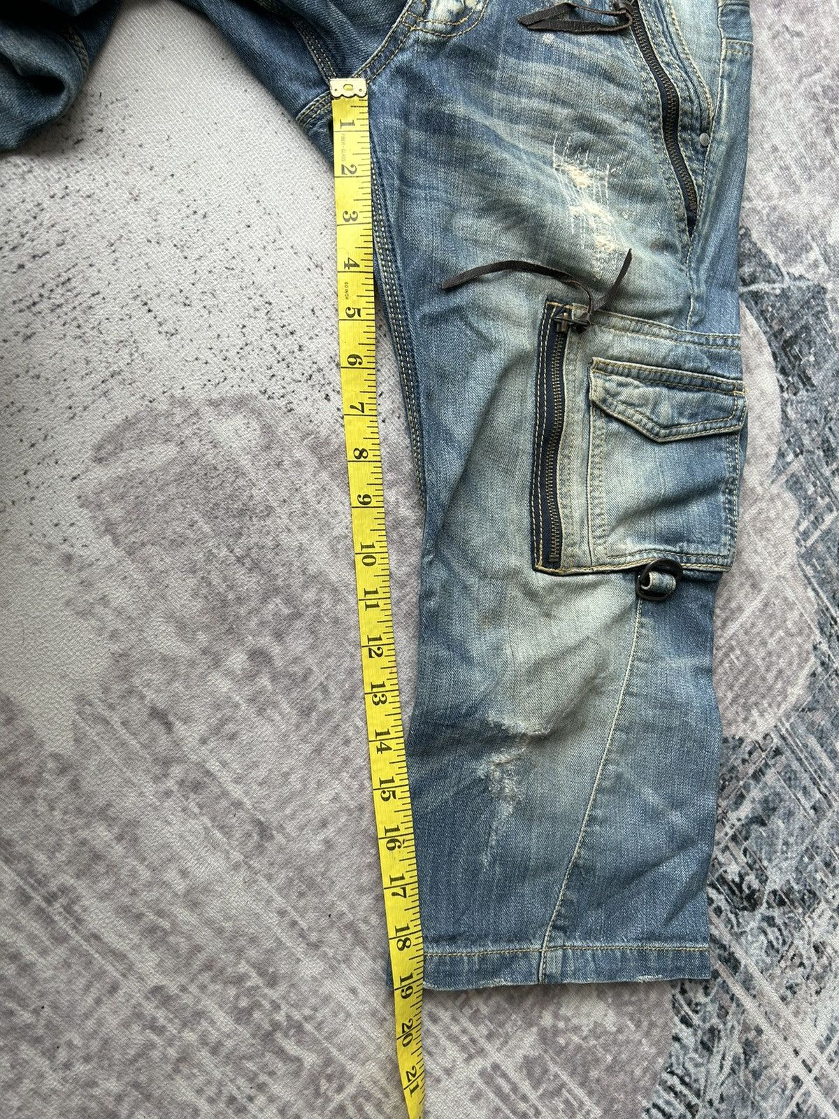 If Six Was Nine Nicole Men Distressed Cargo Jeans Size US 32 / EU 48 - 22 Thumbnail
