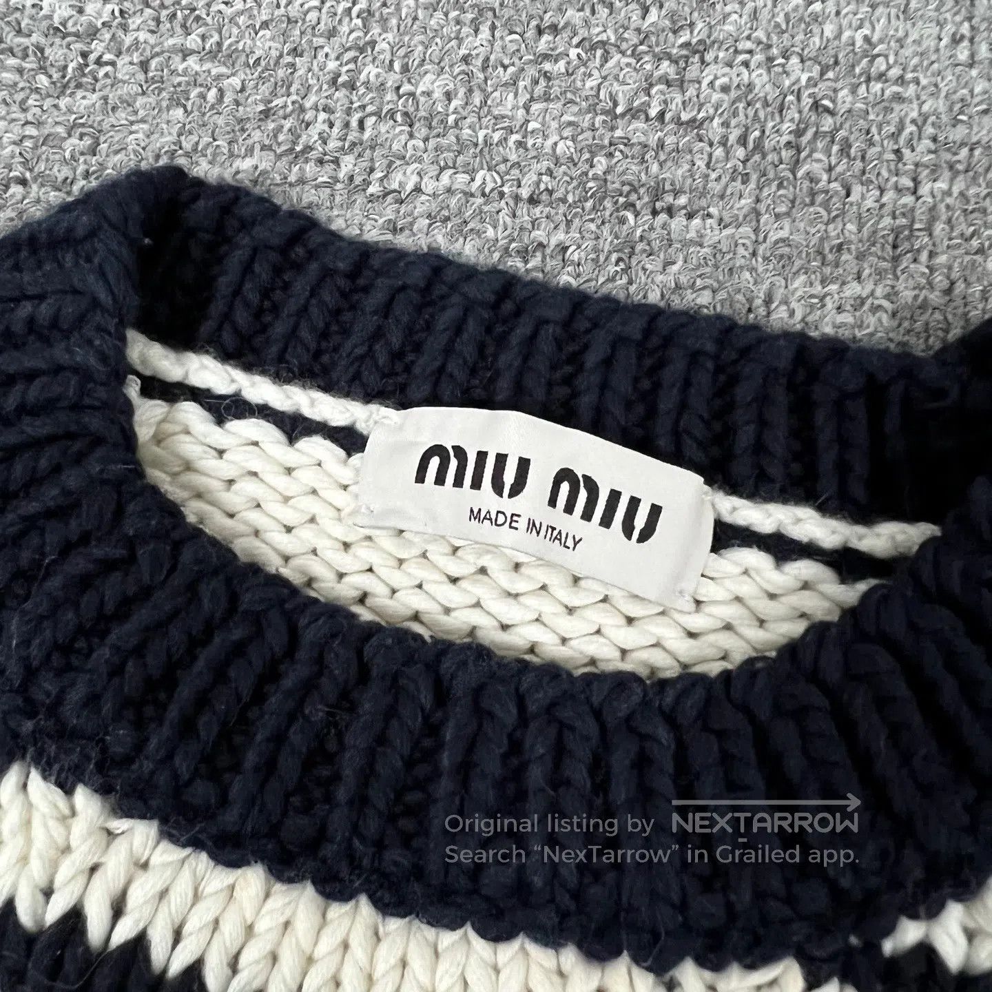 Miu Miu miu miu size 40 Black and white stripes; knitted sweater| Size L / US 10 / IT 46 - 7 Thumbnail