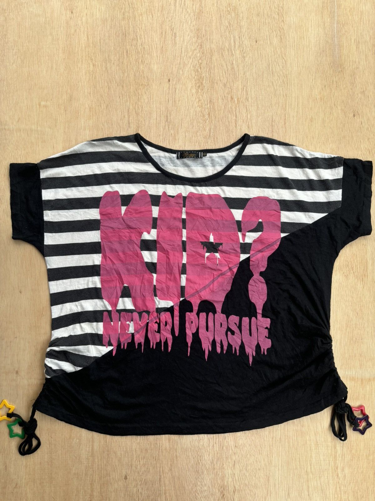 Y2k Galyge Kid Never Pursue Stripe Tshirt