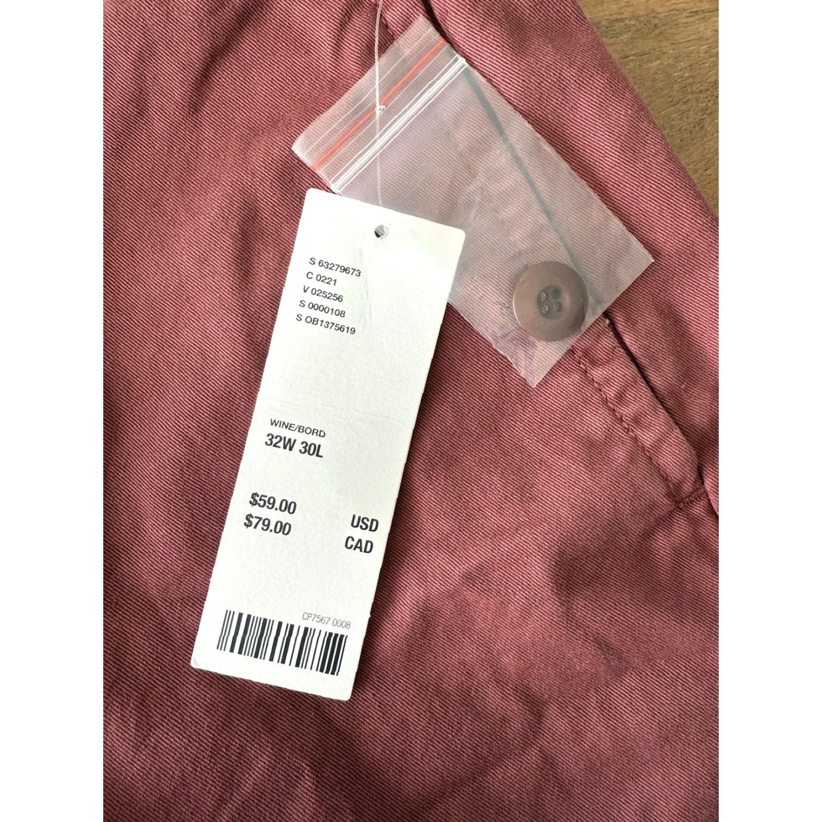 Urban Outfitters Urban Outfitters UO Wide Leg Chino Pants Mens 32x30 Wine Relaxed Fit Trousers Size US 32 / EU 48 - 4 Thumbnail